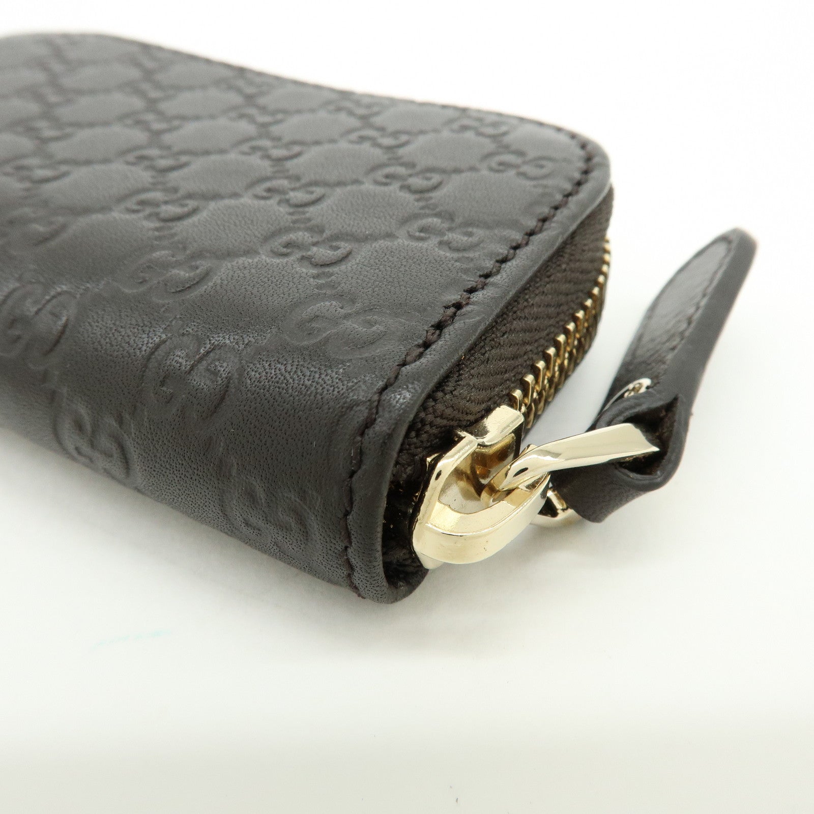 GUCCI Micro Guccissima Leather Coin Case Purse Dark Brown 449896