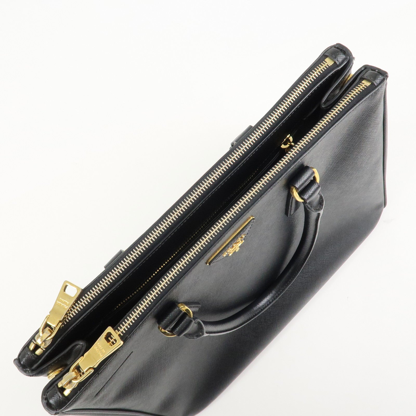 PRADA Triangle Logo Galleria Saffiano Leather 2Way Bag Black 1BA274