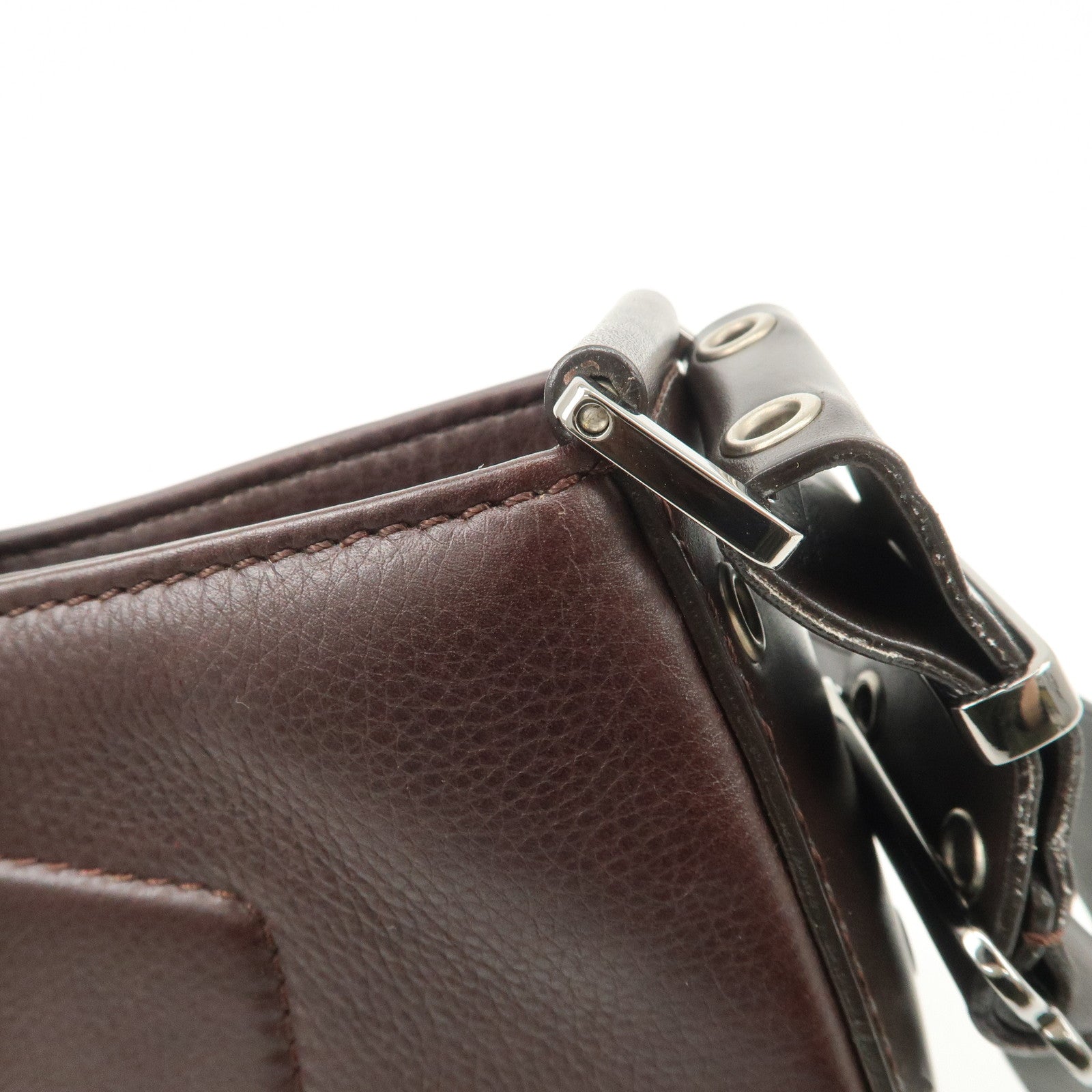 Christian Dior Street Chic Logo Leather Shoulder Bag Hand Bag Brown Used