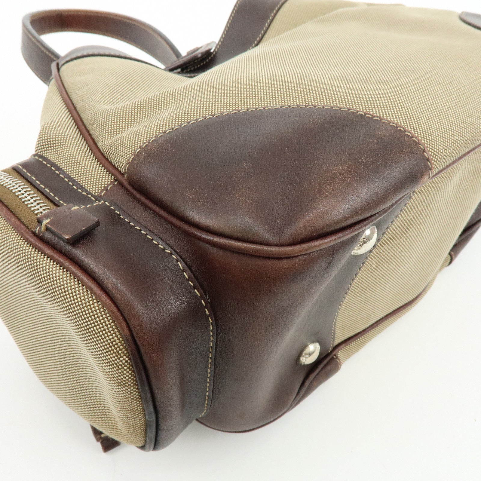 PRADA Logo Jacquard Canvas Embossed Leather Shoulder Bag BR3433