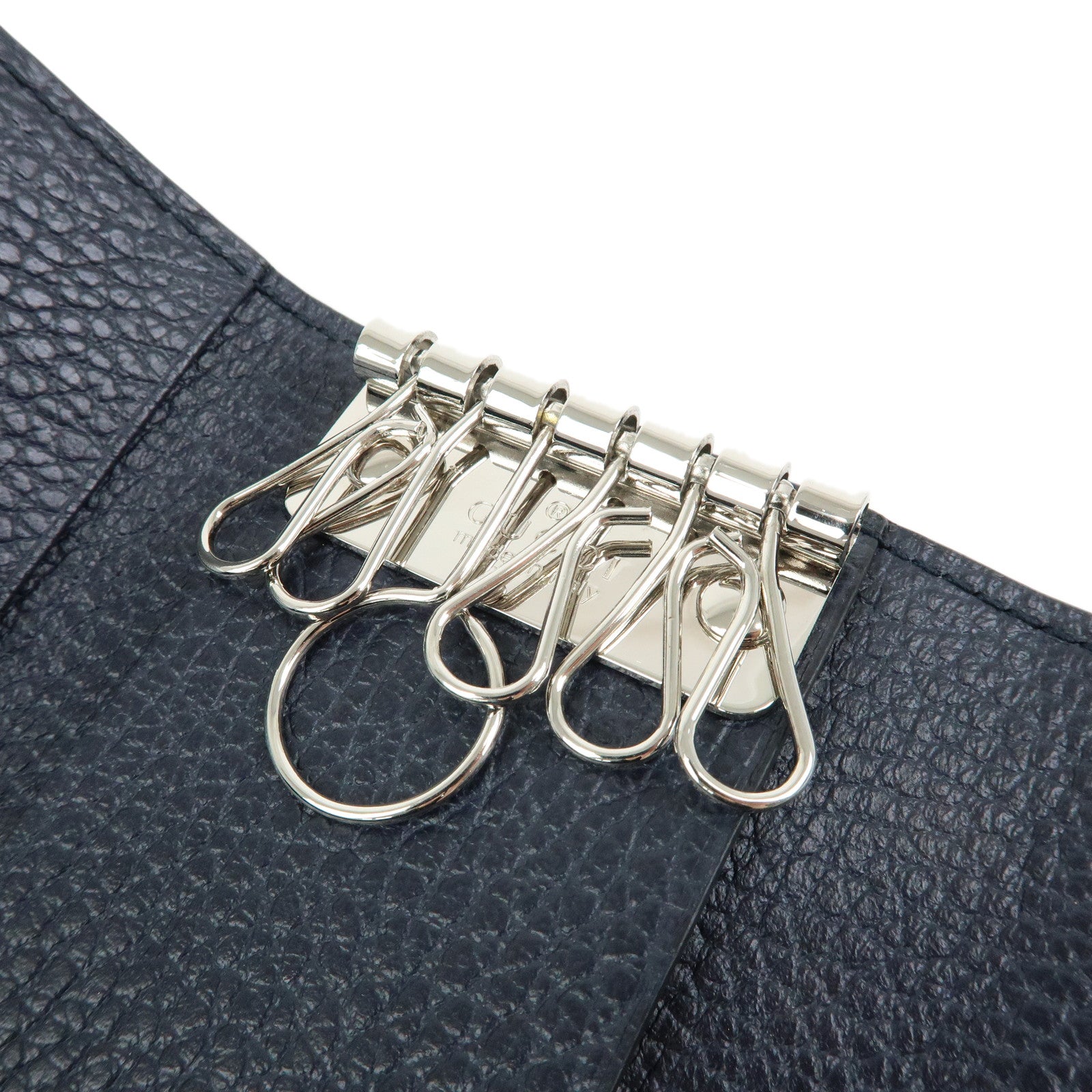 GUCCI Leather 6 Ring Key Case Key Holder Navy 150402