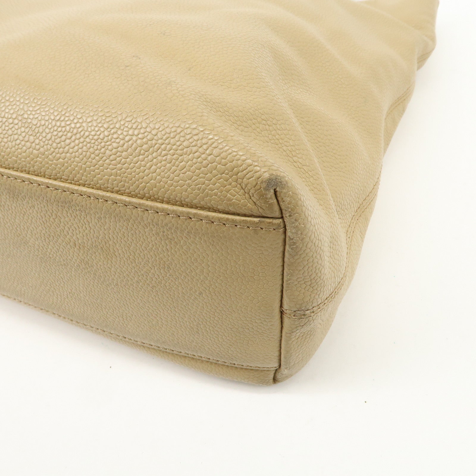 CHANEL COCO Mark Leather Chain Shoulder Bag Hand Bag Beige Used