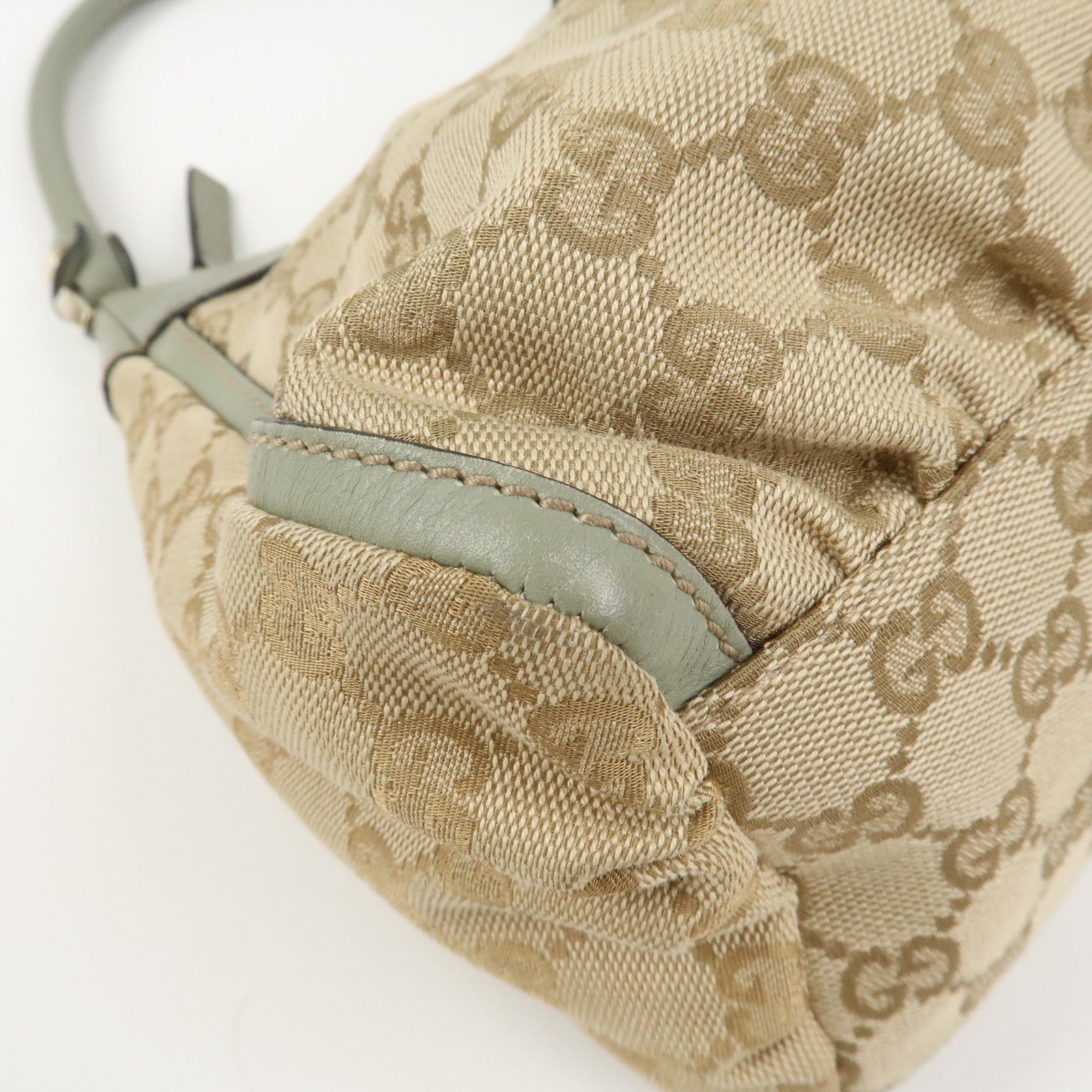 GUCCI Abbey GG Canvas Leather Shoulder Hand Bag Beige Green 190525