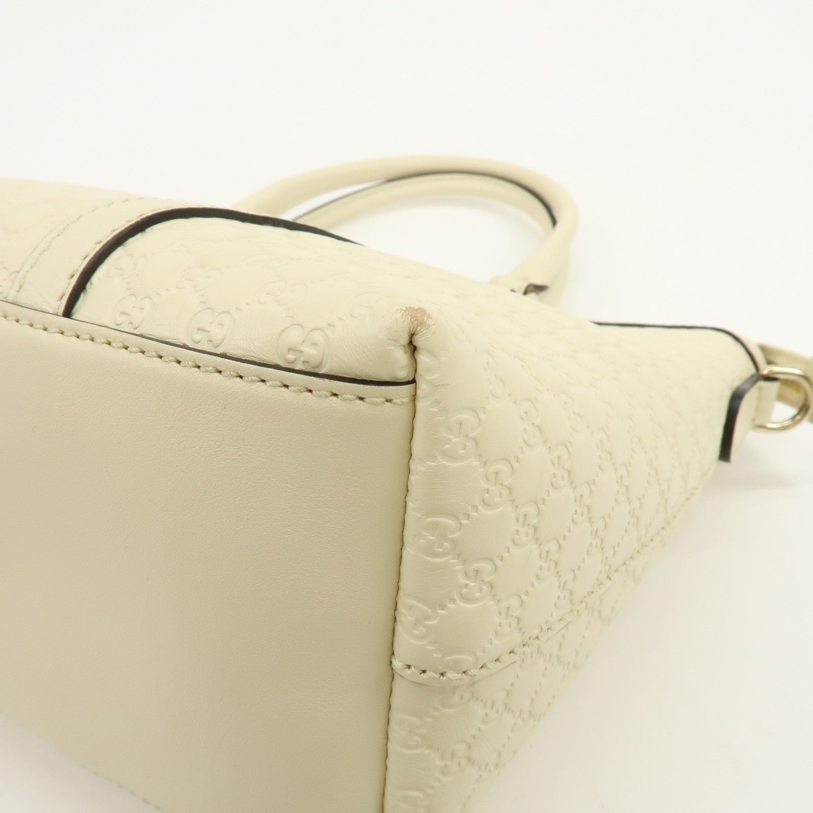 GUCCI Microguccissima Leather 2Way Bag Hand Bag Ivory 449656