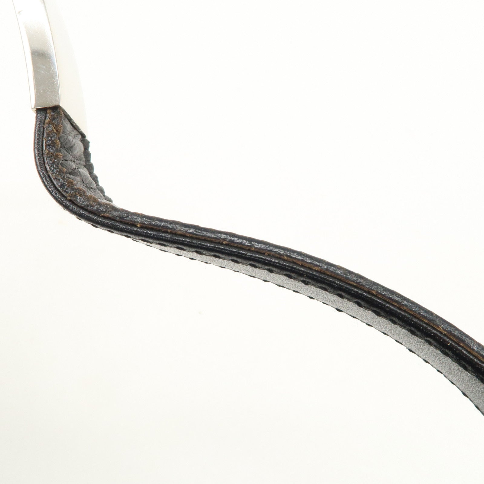 GUCCI GG Nylon Leather Shoulder Bag Hand Bag Silver HDW Black 31769 Used