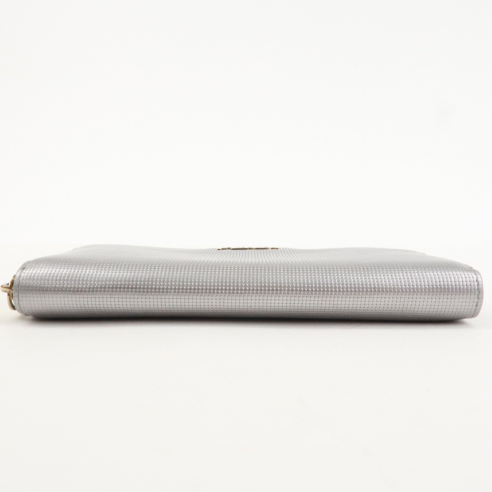 FENDI Leather Round Zippy Long Wallet Silver 8M0024 Used