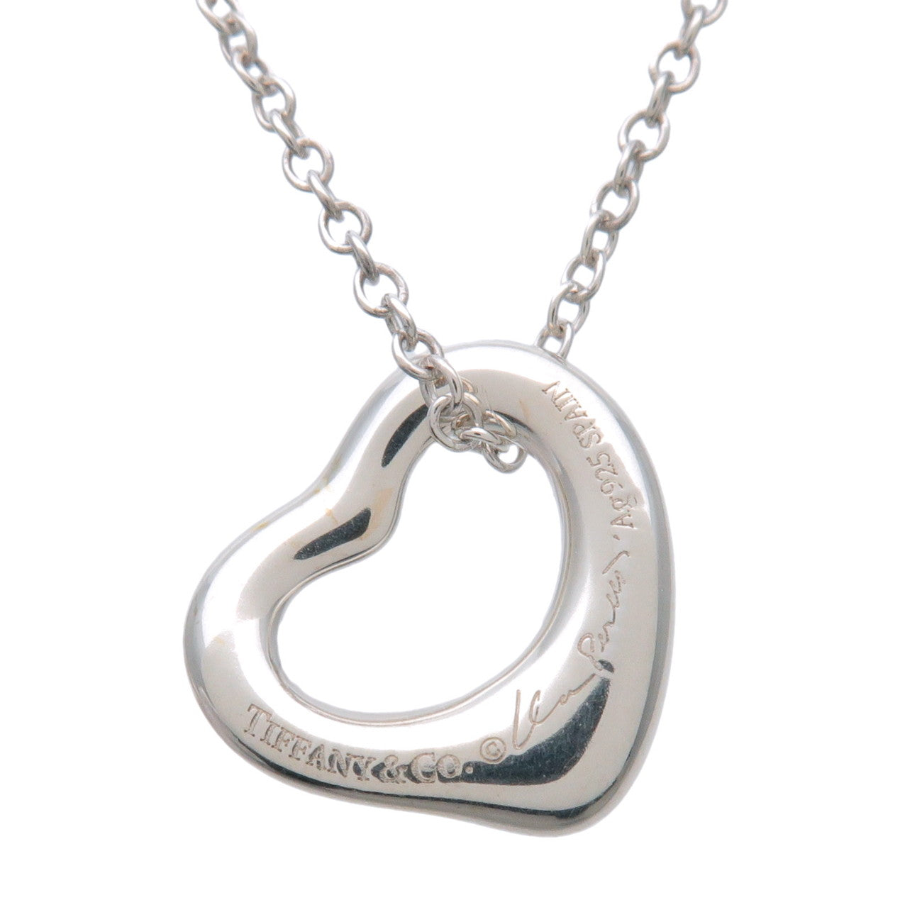 Tiffany & Co Open Heart Necklace 11MM SV925 Silver