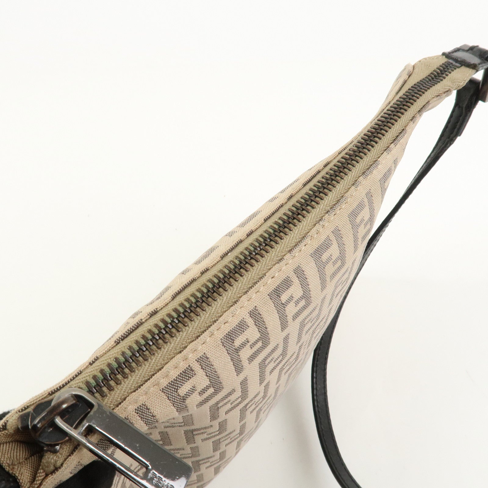 FENDI Zucchino Canvas Leather Shoulder Bag Crossbody Bag 8BT047