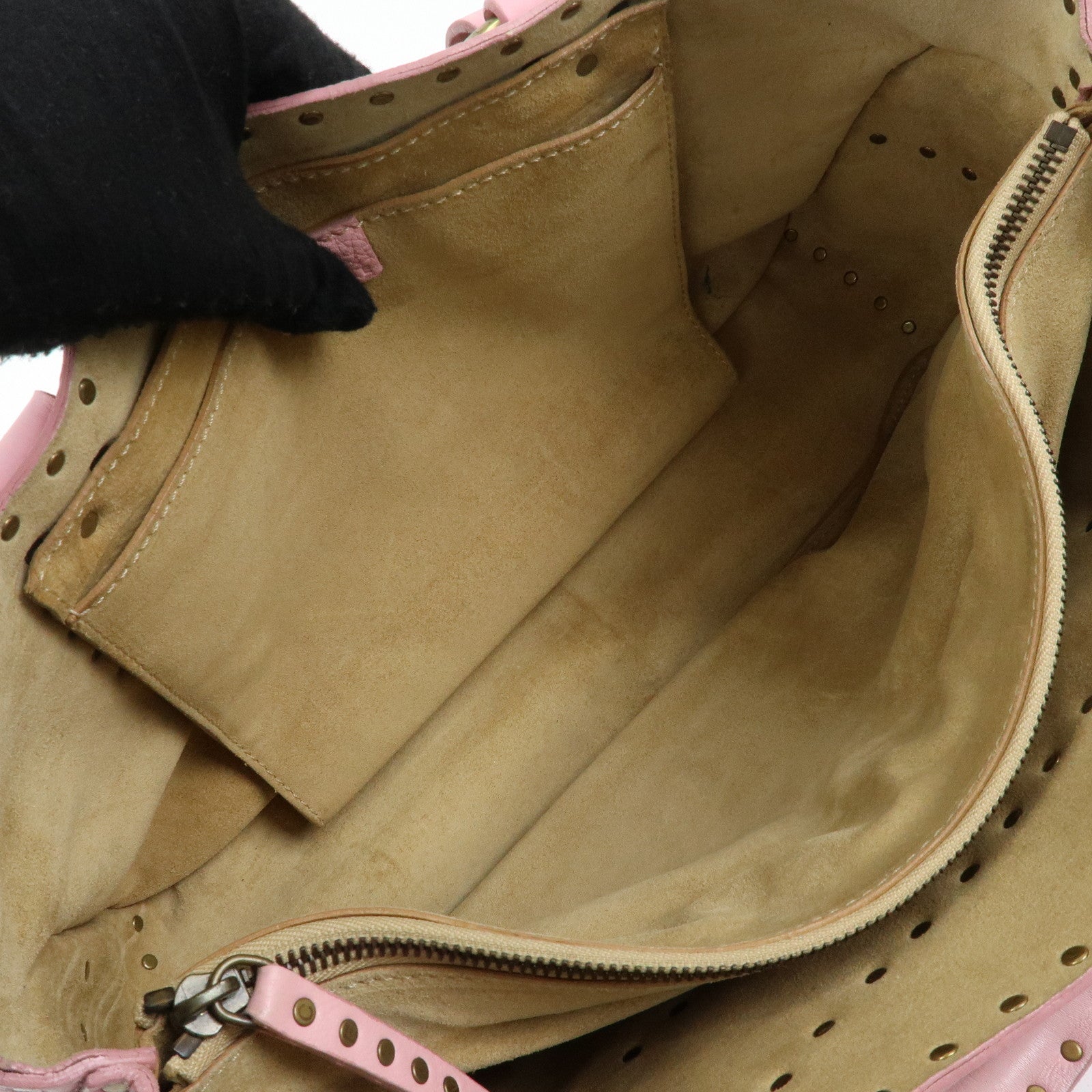 CELINE Boogie Bag Leather Studs Hand Bag Tote Bag Pink