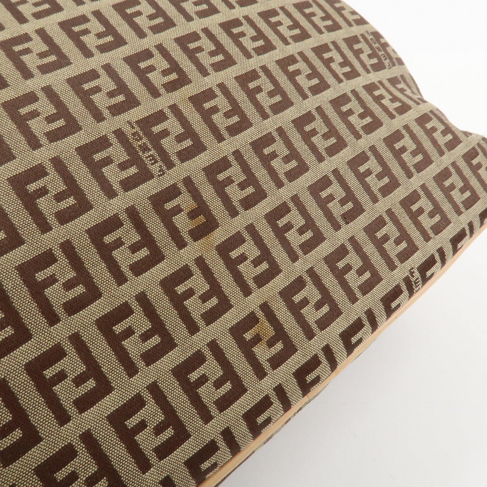 FENDI Zucchino Canvas Leather Hand Bag Shoulder Bag Beige 8BN005