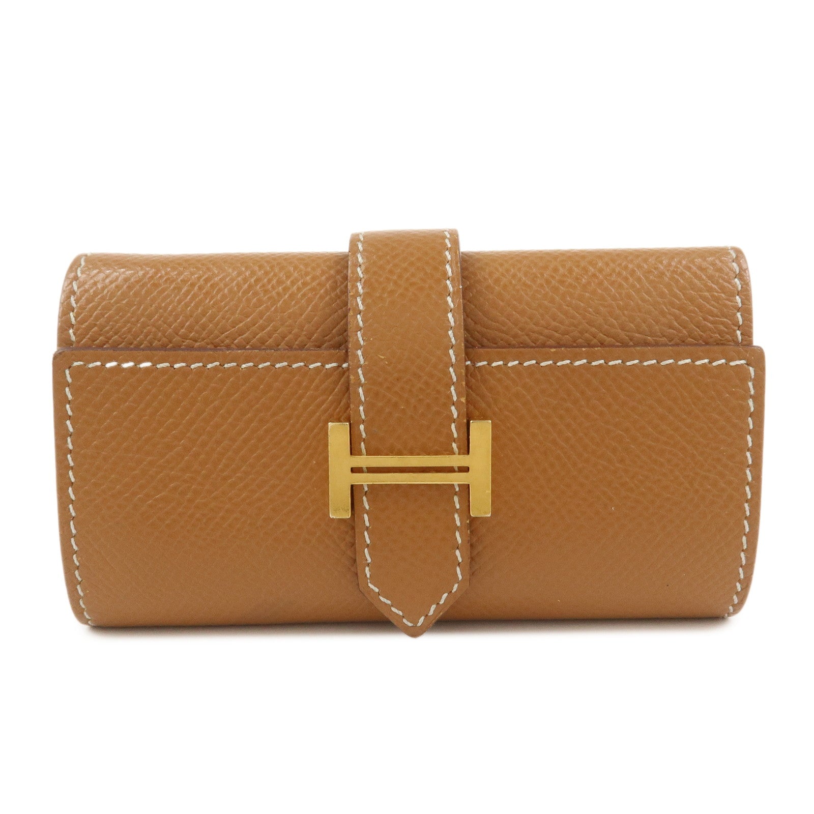 HERMES Logo Veau Epsom Leather Bearn Key Case Key Holder Z Stamped