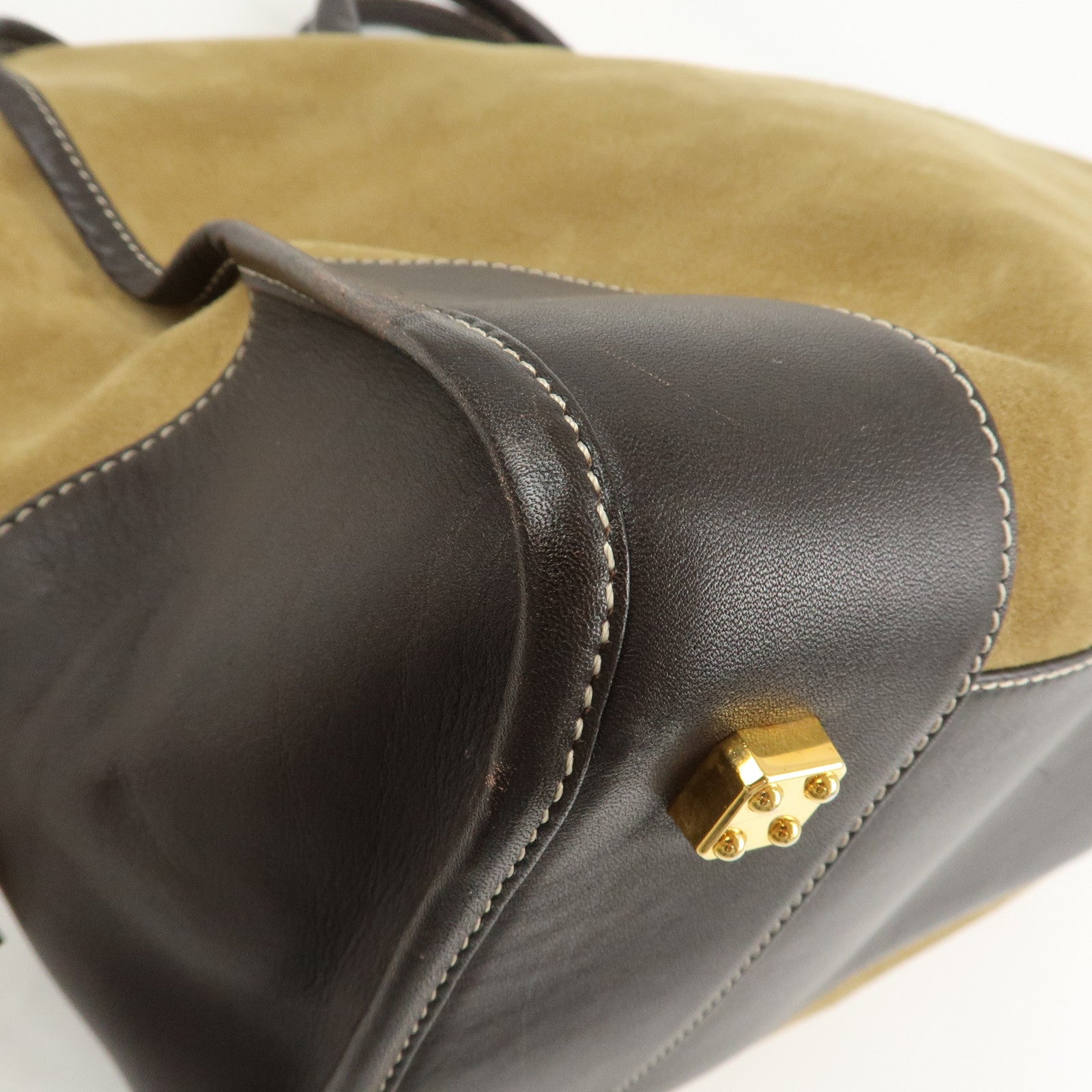 LOEWE Anagram Leather Amazona 40 Hand Bag Beige Brown