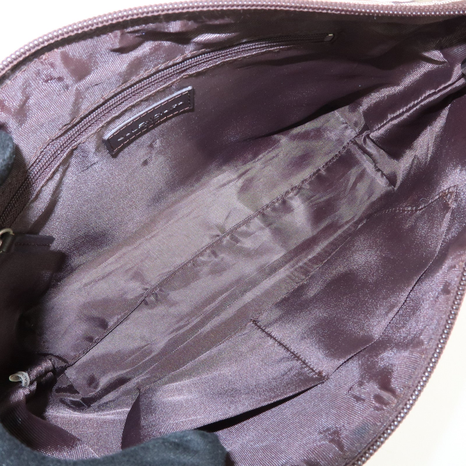 BALENCIAGA Leather Canvas Shoulder Bag Beige Brown