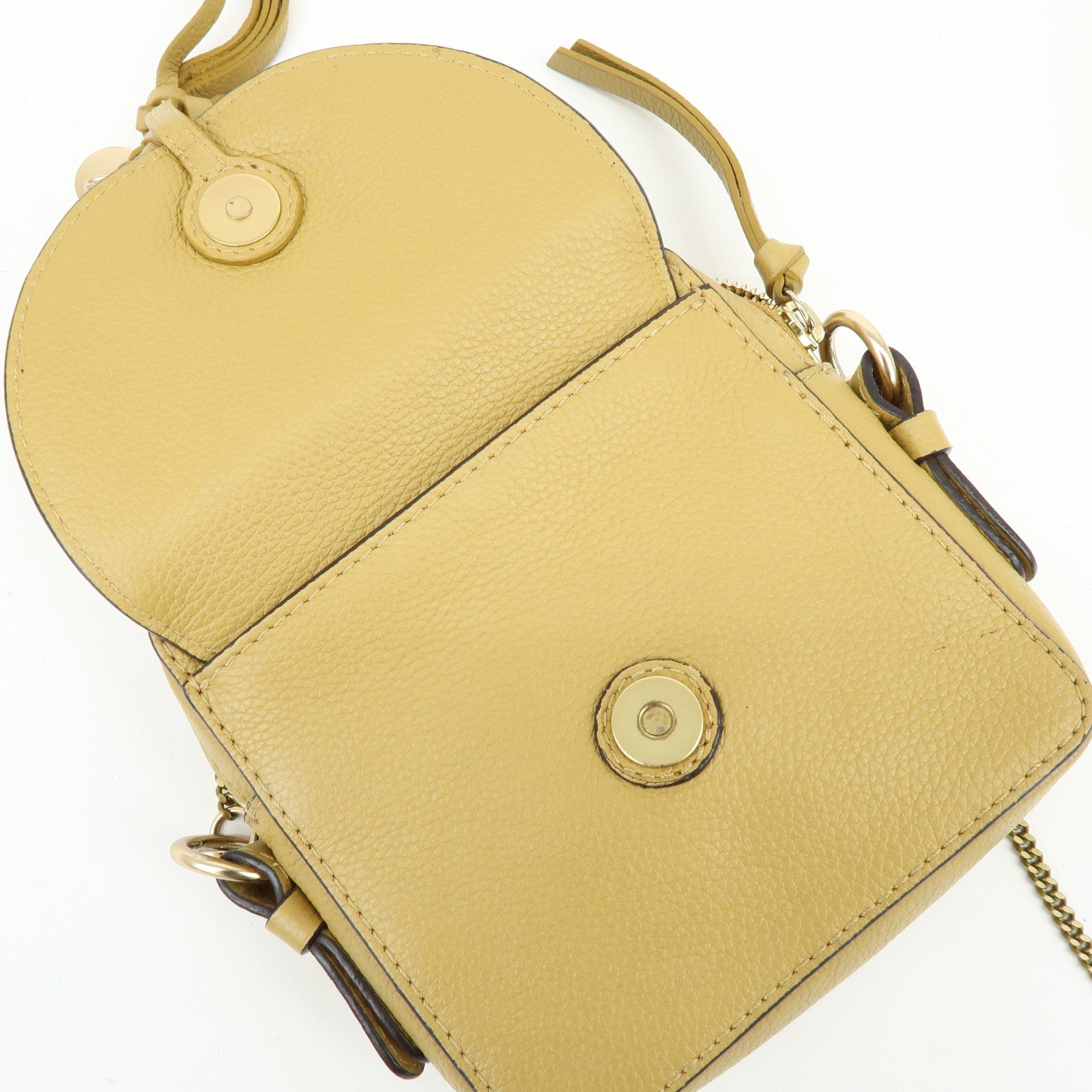 Chloe See by Chloe Leather Suede Chain Shoulder Bag Beige