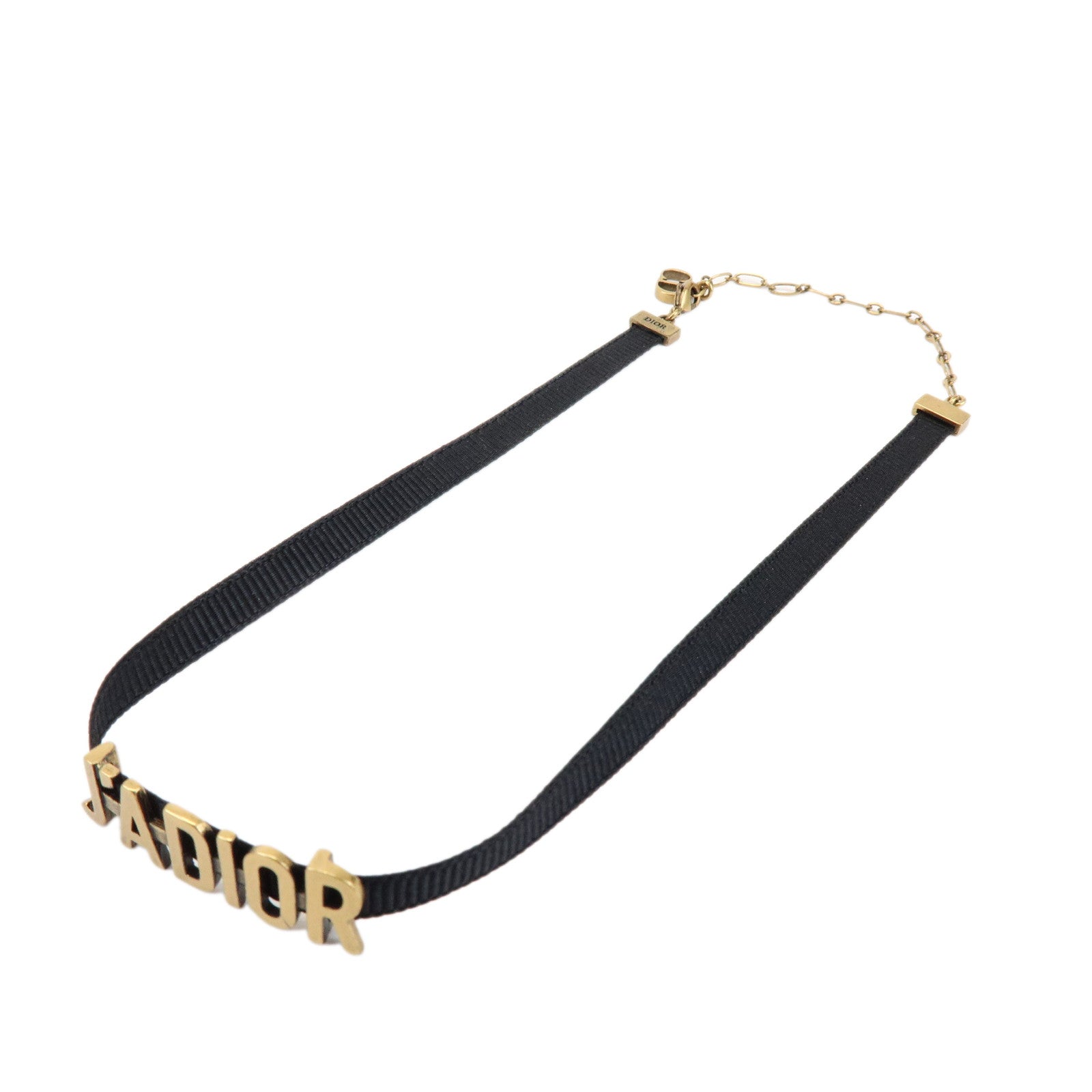 Christian Dior Metal Nylon J’ADIOR Necklace Choker Gold Black