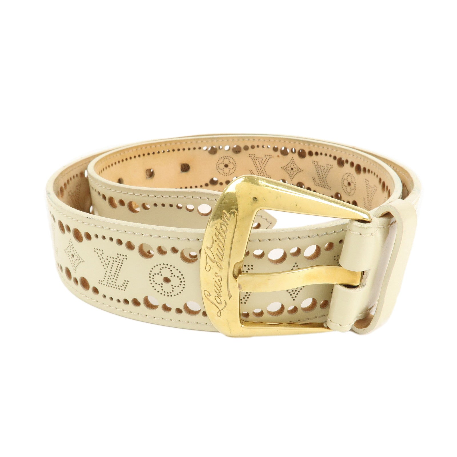 Louis Vuitton Leather Ceinture Phenix Ivory Belt 88/34 M9680 Used