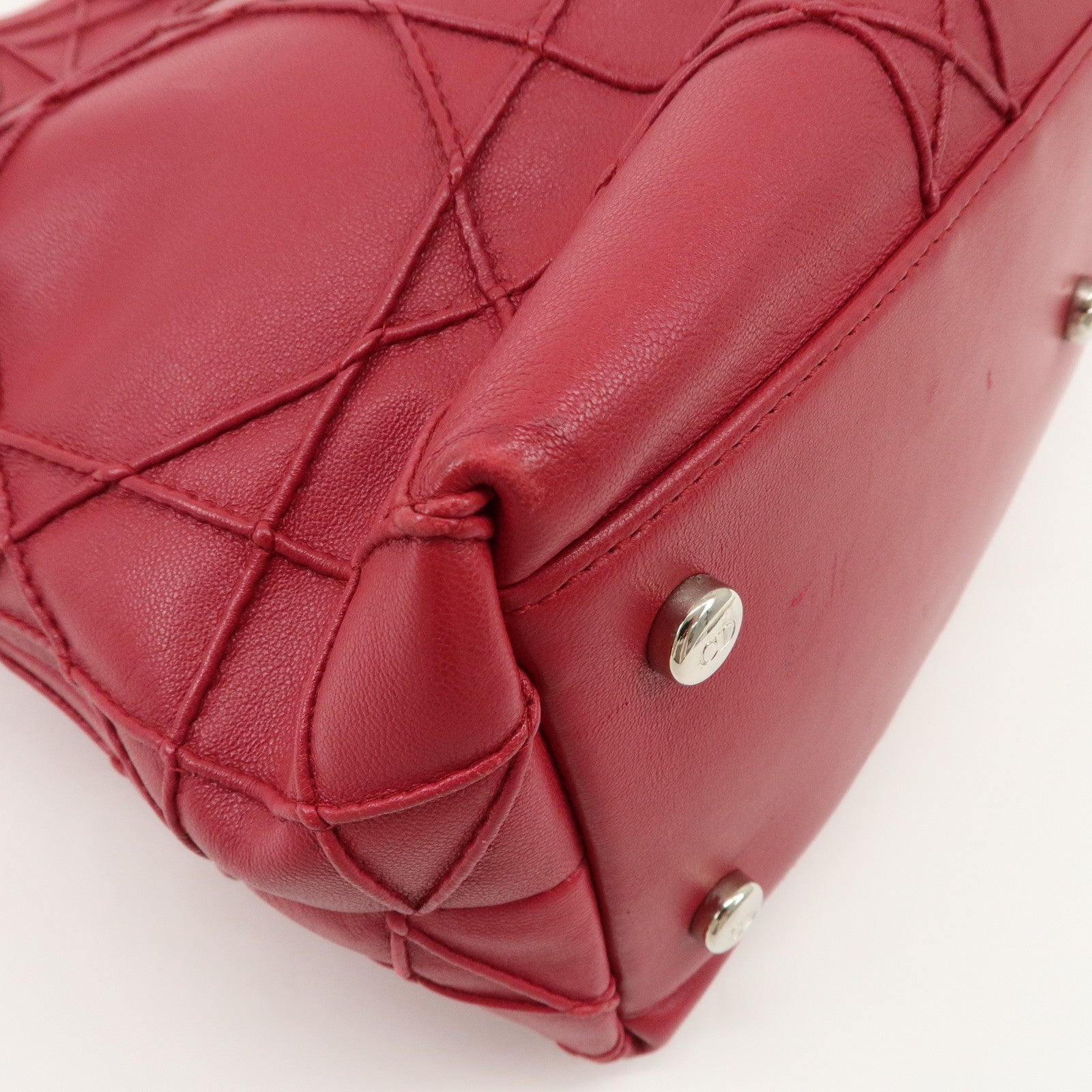 Christian Dior Leather 2Way Bag Hand Bag Shoulder Bag Pink Used