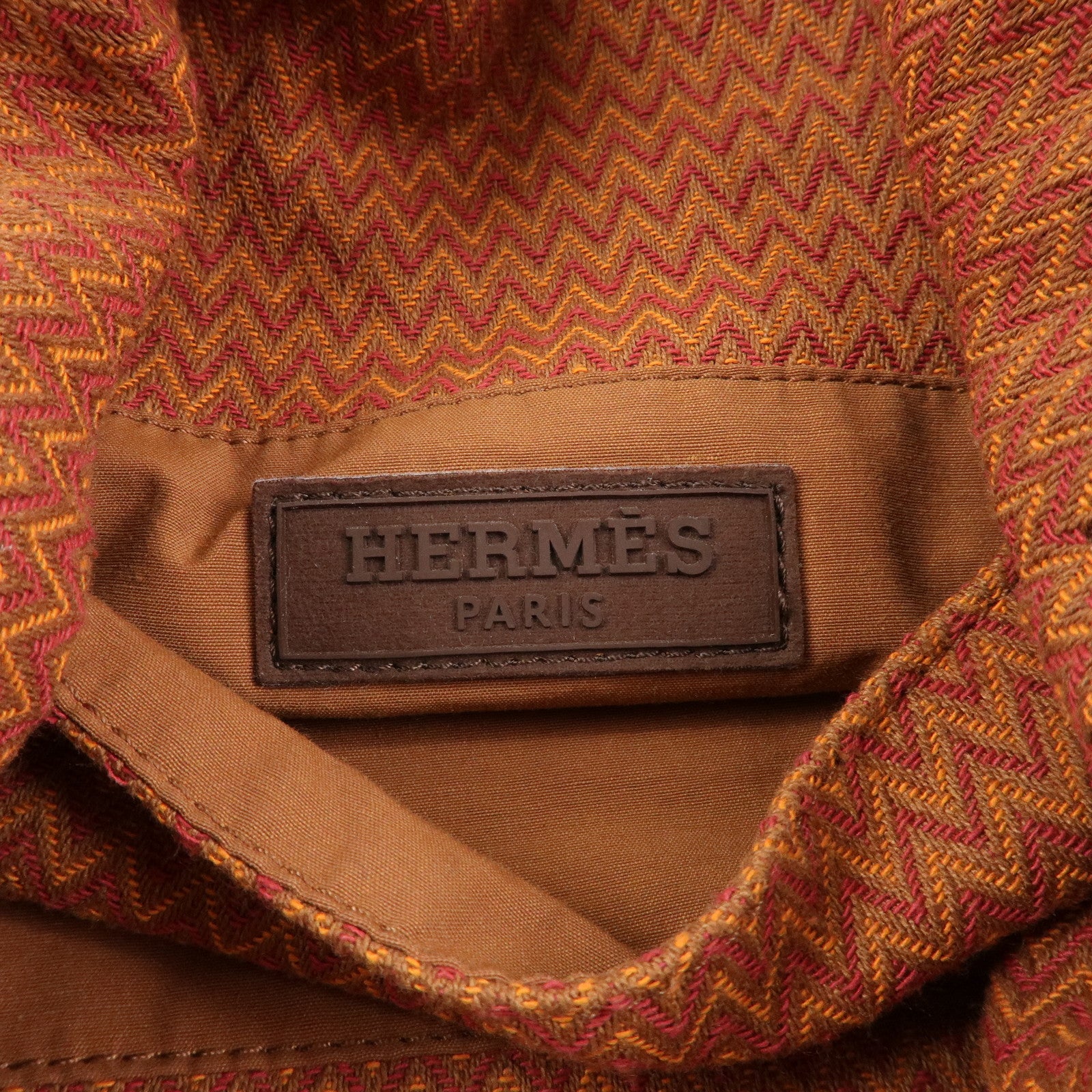 HERMES Sac de Pansage Canvas Shoulder Bag Crossbody Bag Orange