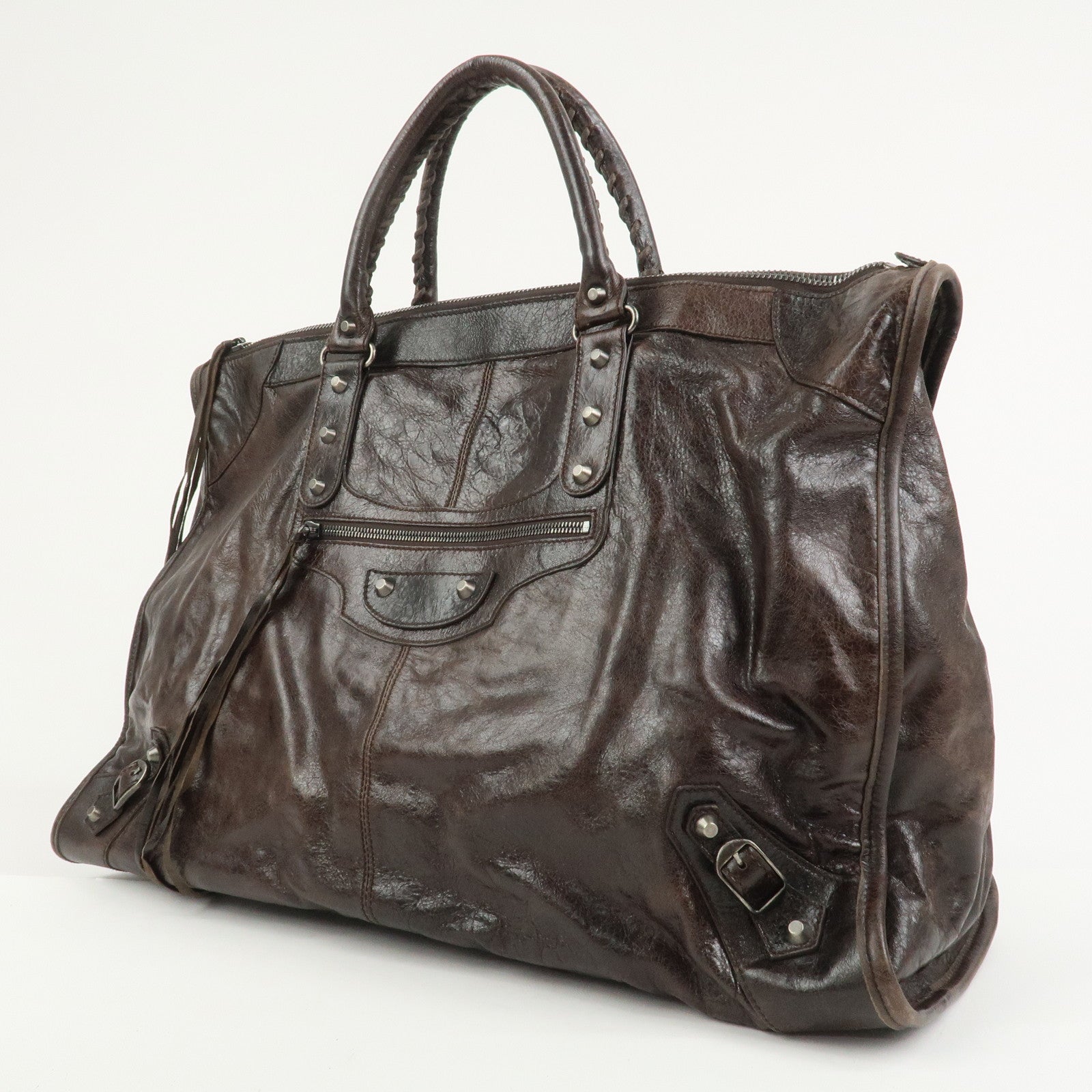 BALENCIAGA The Work Leather Tote bag Hand Bag Dark Brown 156541