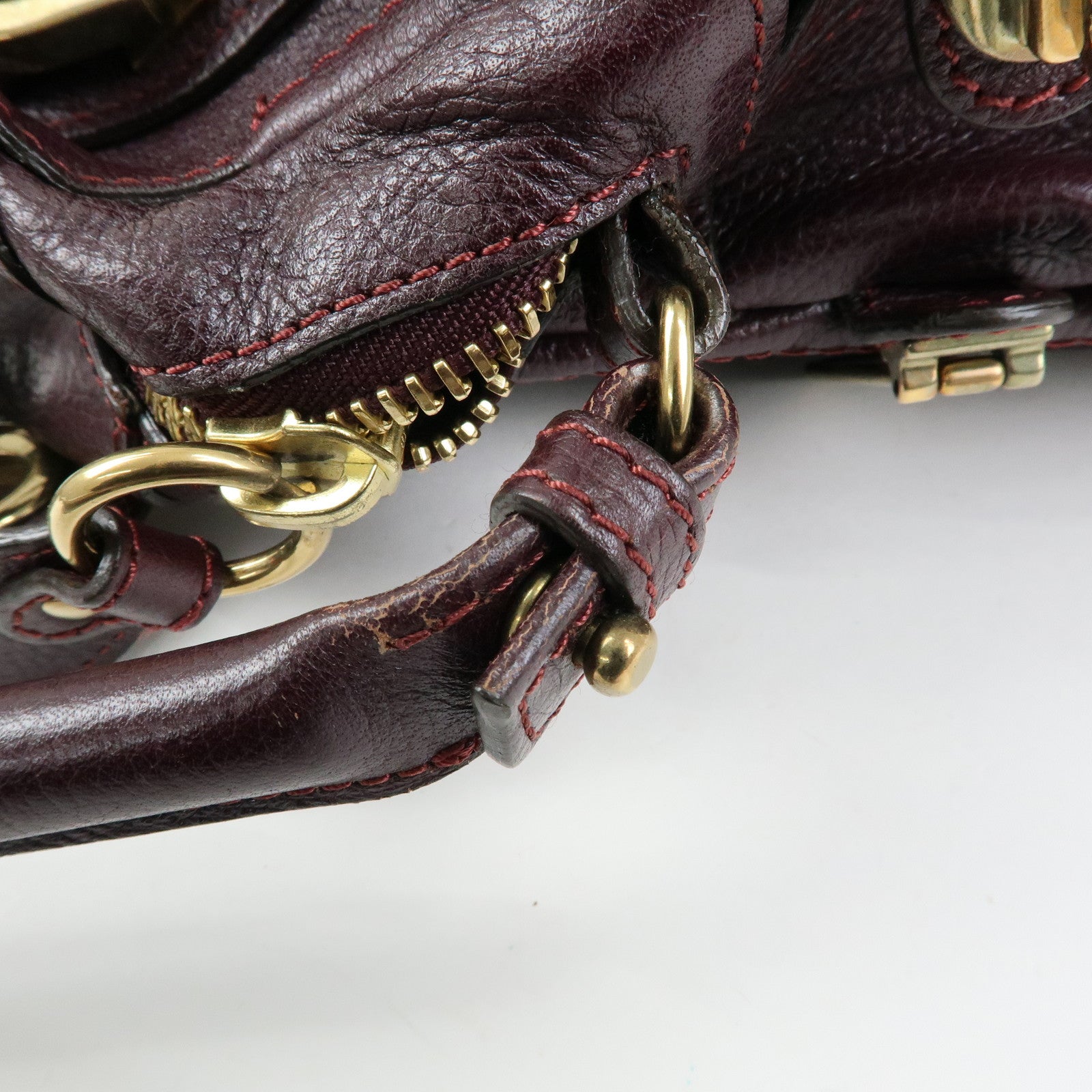 Chloe Paraty Leather 2Way Bag Shoulder Bag Hand Bag Purple