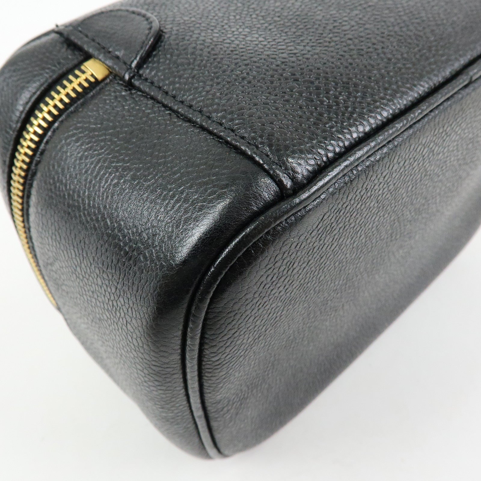 CHANEL COCO Mark Caviarskin Hand Bag Vanity Case Black A01997