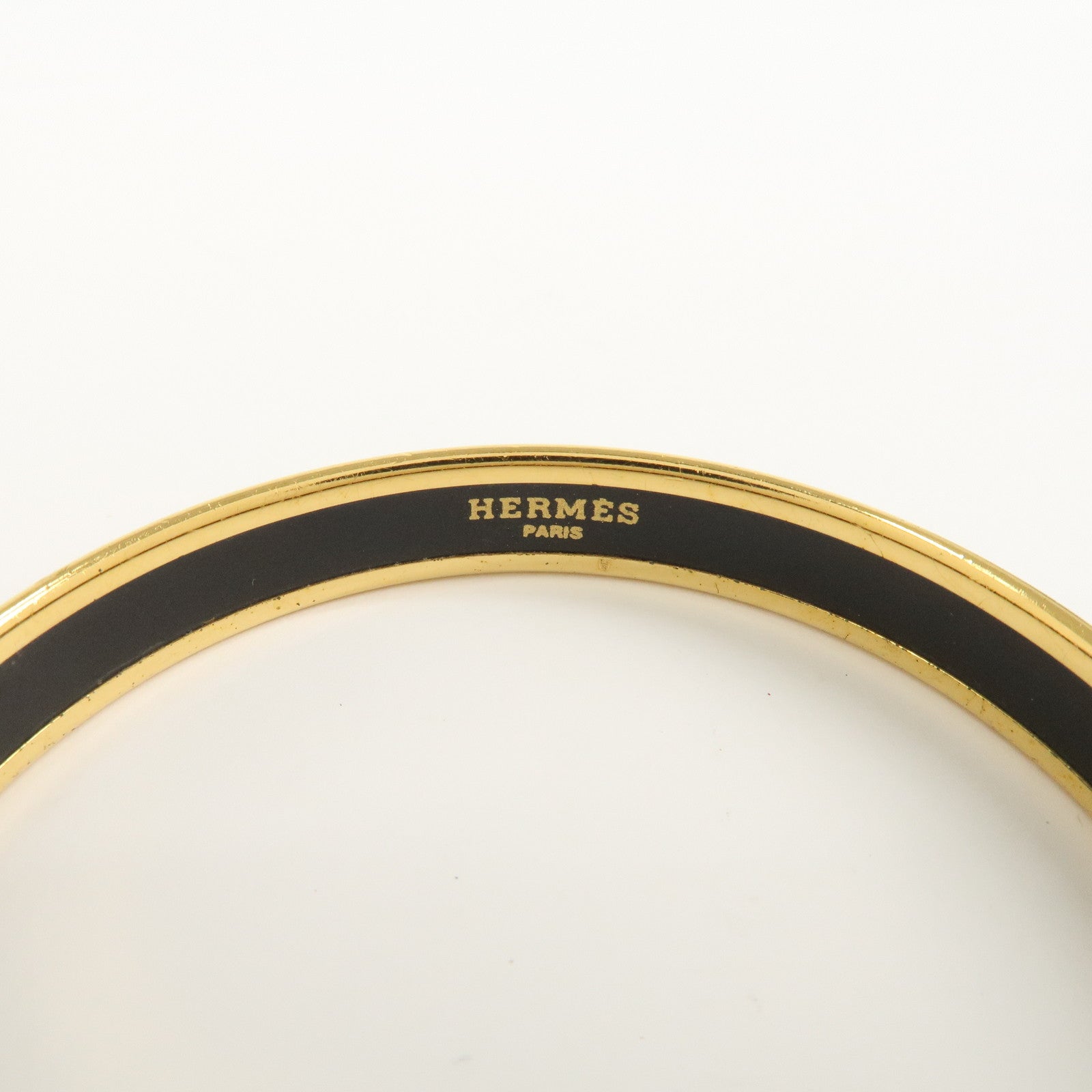 HERMES Email PM Gold Plated Bracelet Bangle Red