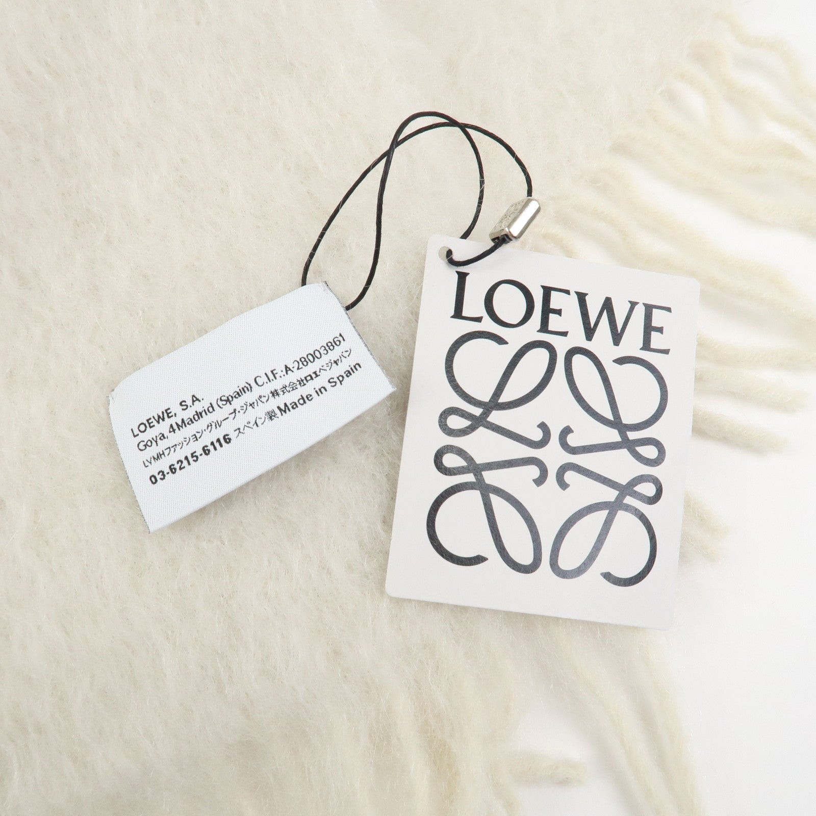 LOEWE Anagram Wool Scarf Stole Muffler Ivory