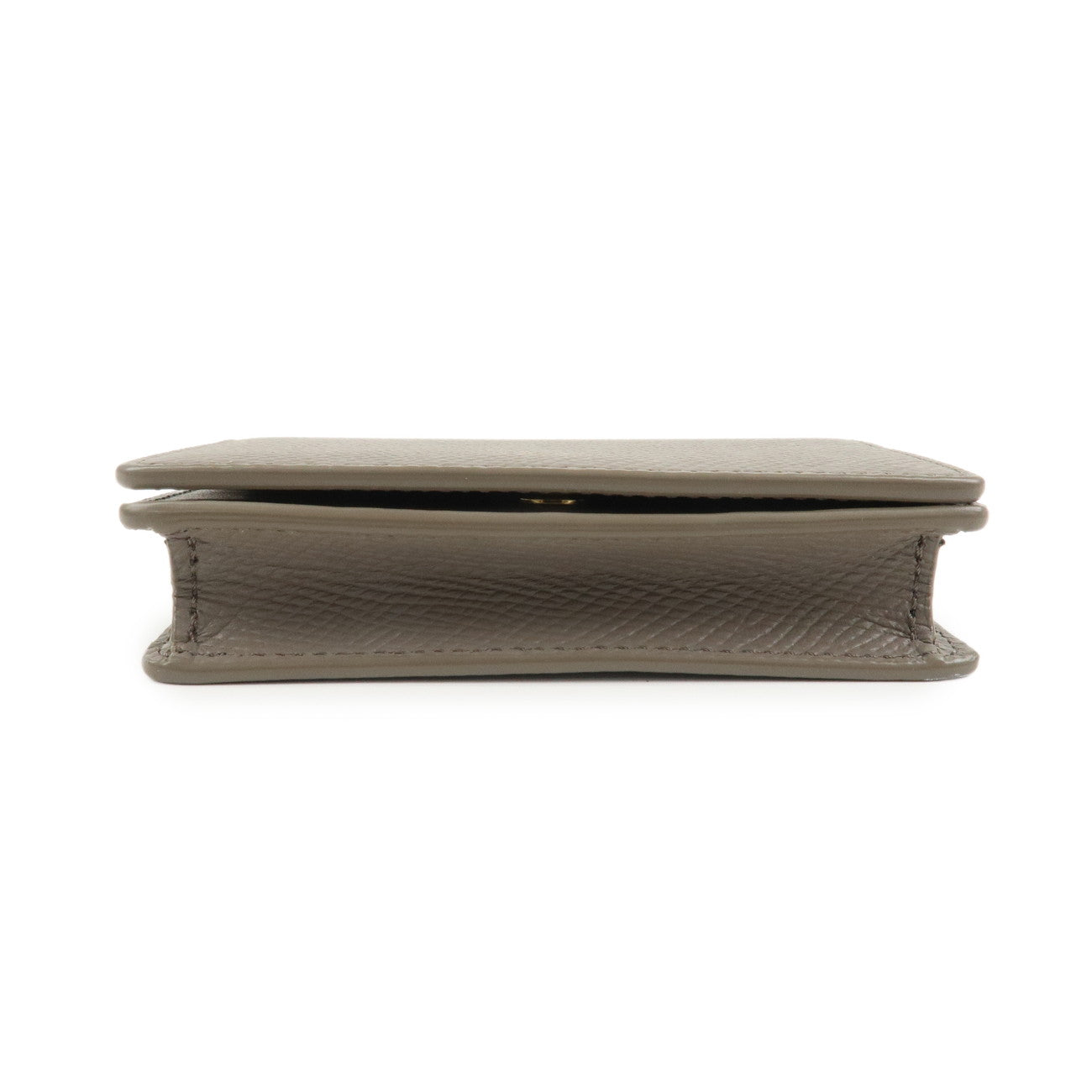 CELINE Leather Card Case Card Holder Gray