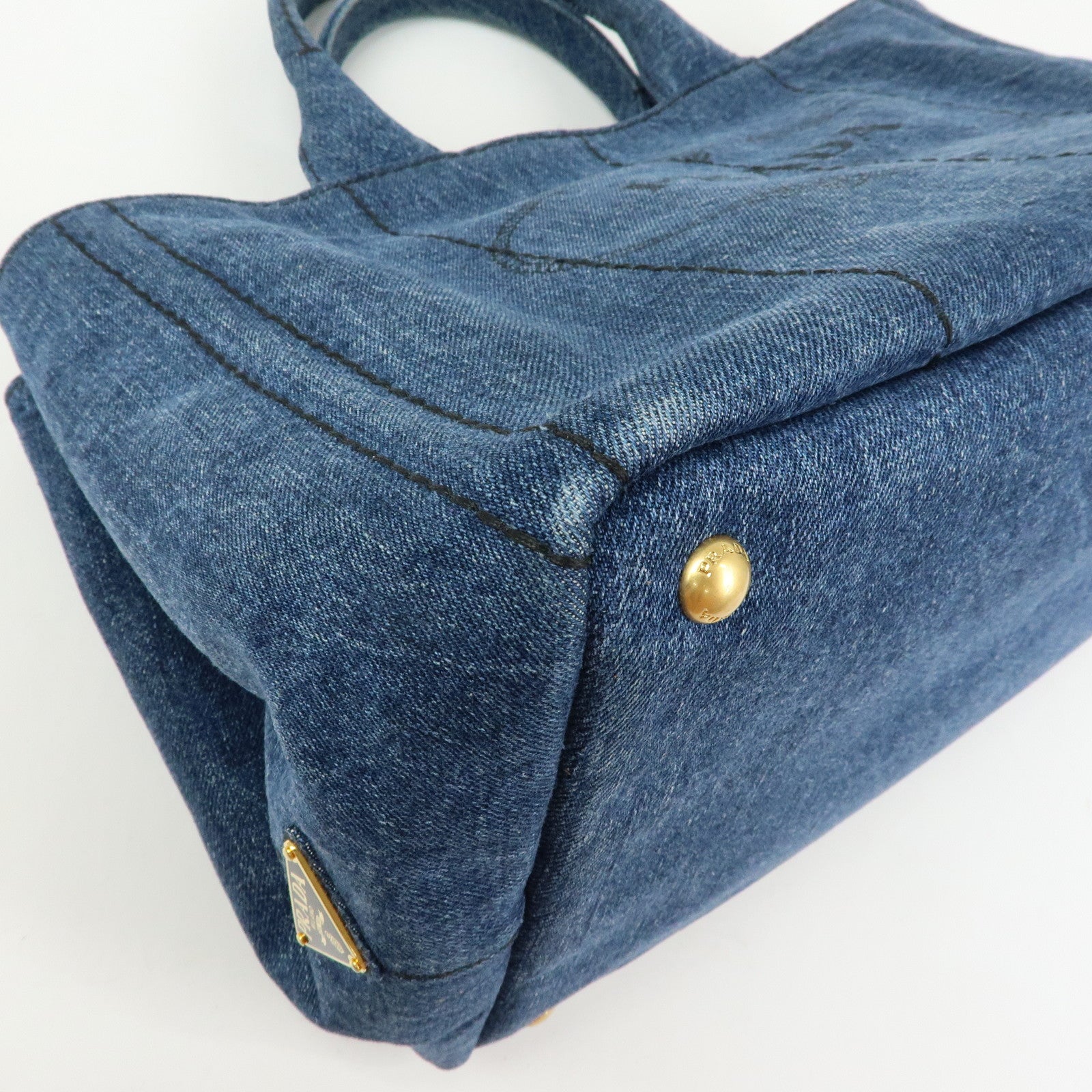 PRADA Triangle Logo Canapa Denim 2Way Hand Bag Shoulder Bag B2642B