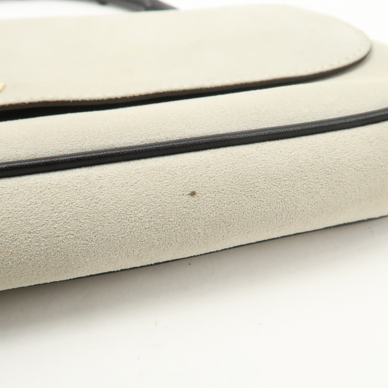 GUCCI Bamboo Suede Shoulder Bag Hand Bag Light Gray 001.4047