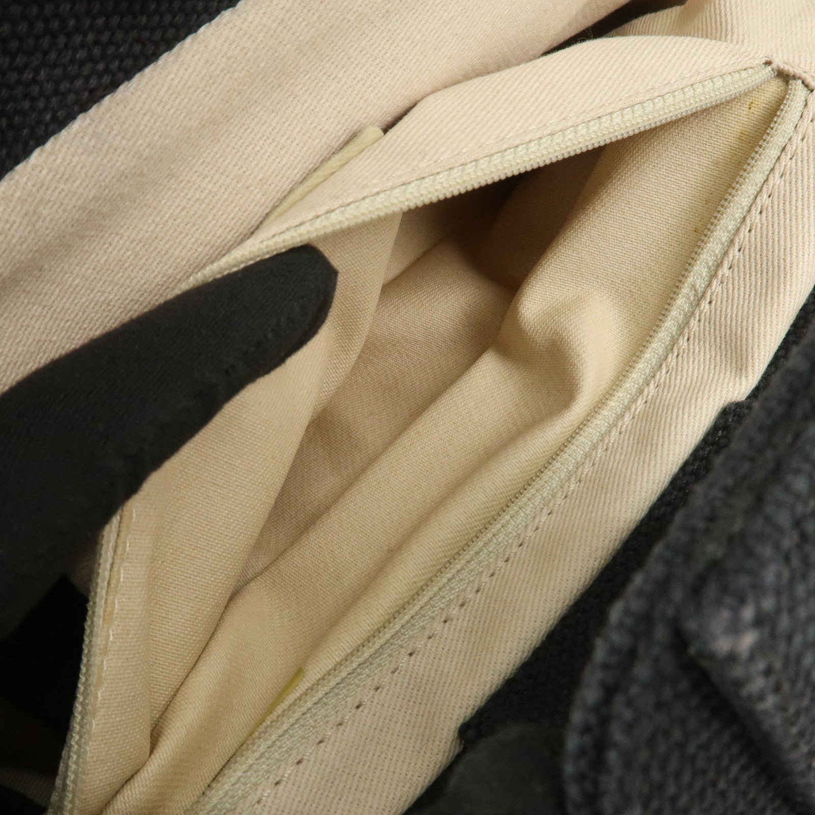 CHANEL Chocolate Bar Lamb Skin Canvas Shoulder Bag Hand Bag Black