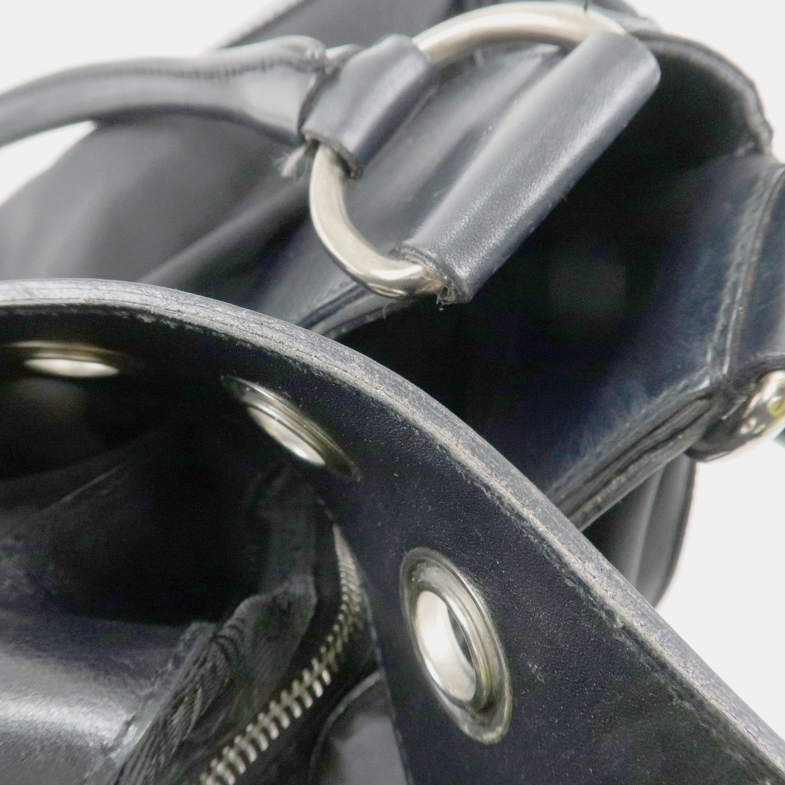 PRADA Moon Silhouette Shoulder Bag Hand bag Black Silver HDW BR0828 Used