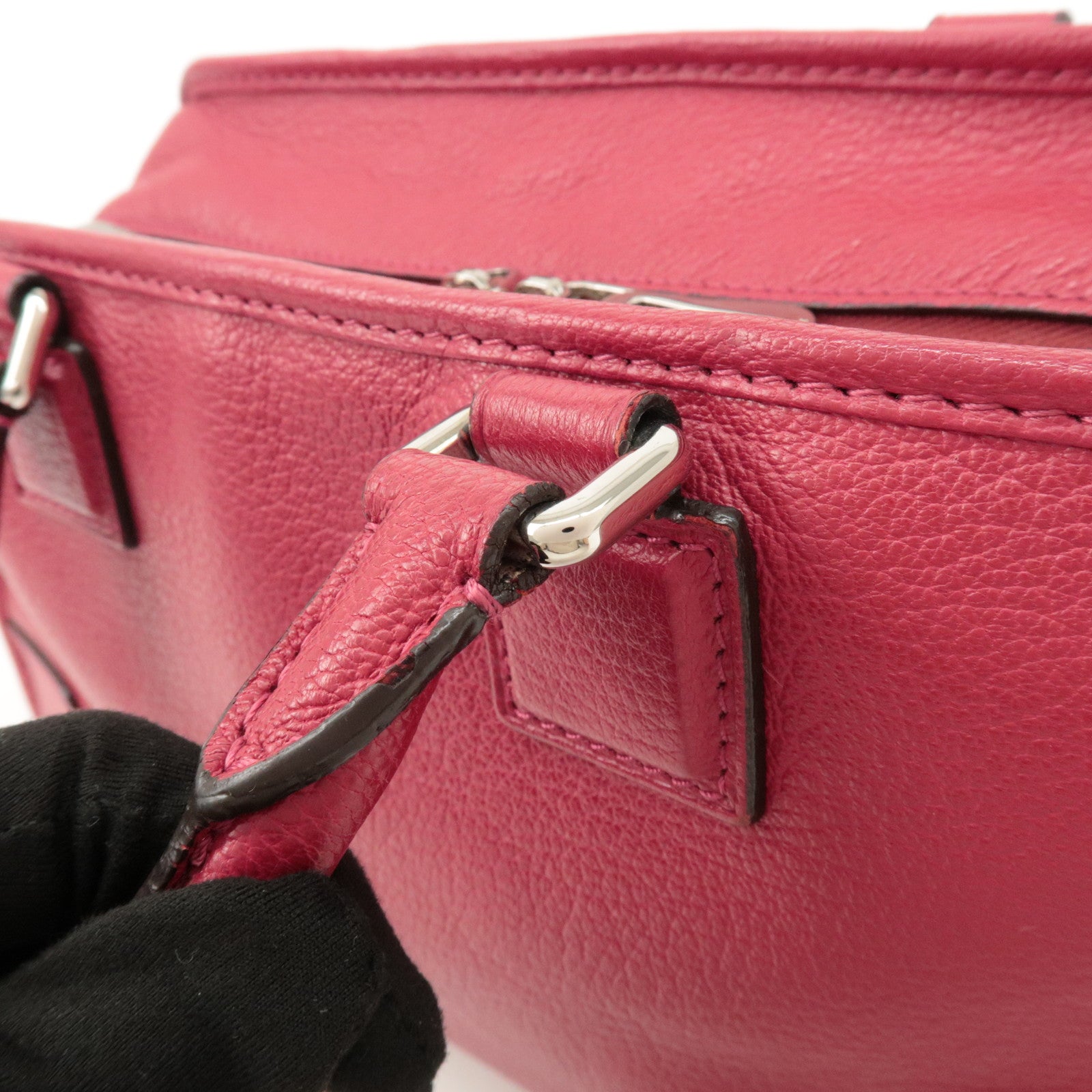 LOEWE Anagram Leather Amazona 28 Hand Bag Boston Bag Red Used