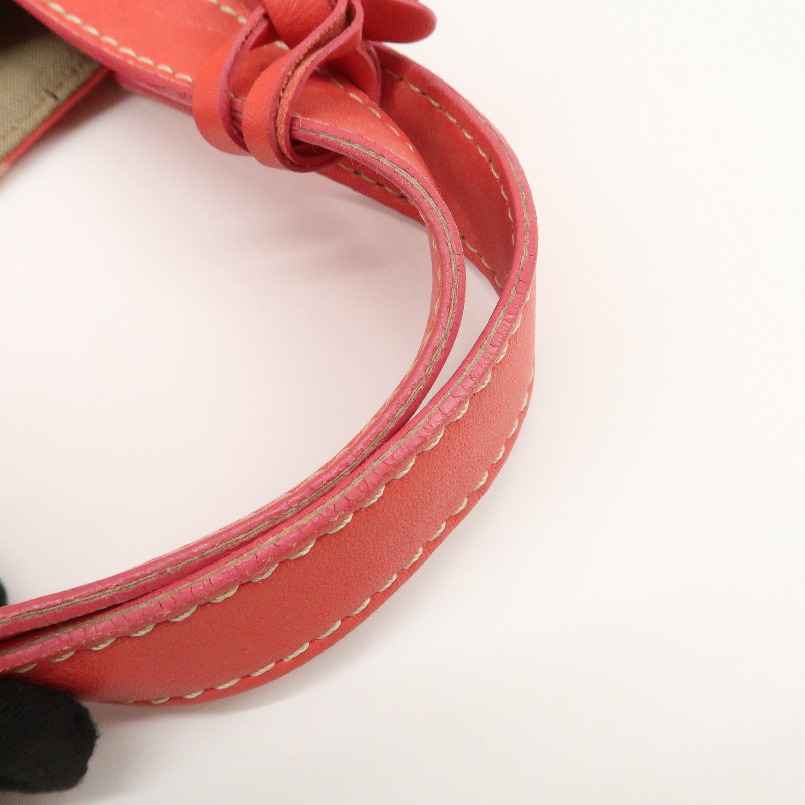 FENDI Canvas Leather Leopard Tote Bag Hand Bag Pink 8BH173