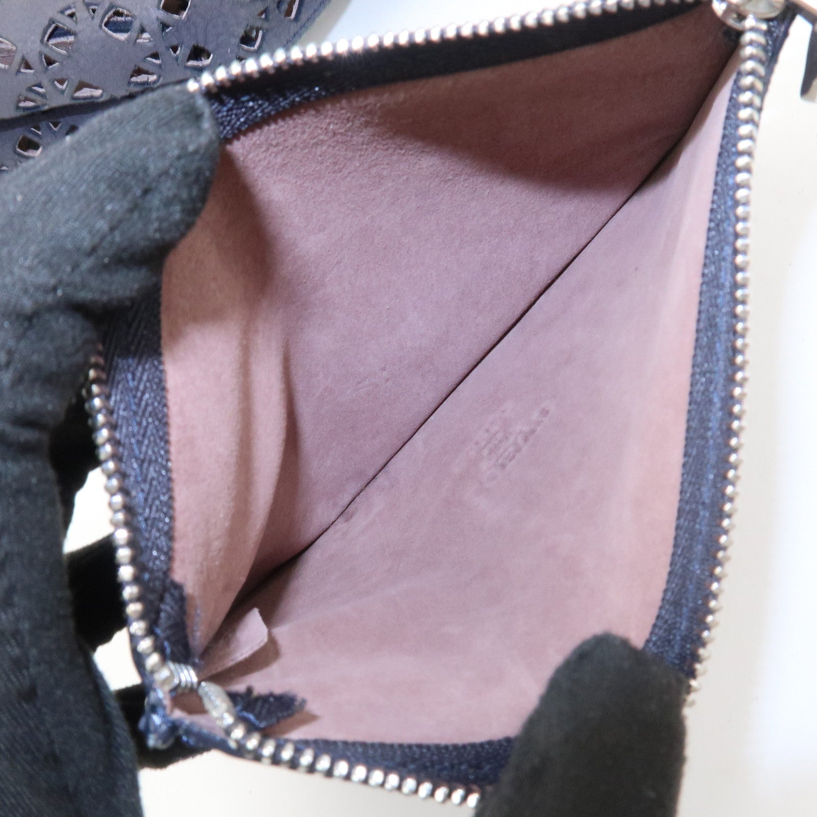 LOEWE Anagram Logo Leather Shoulder Bag Hand Bag Navy