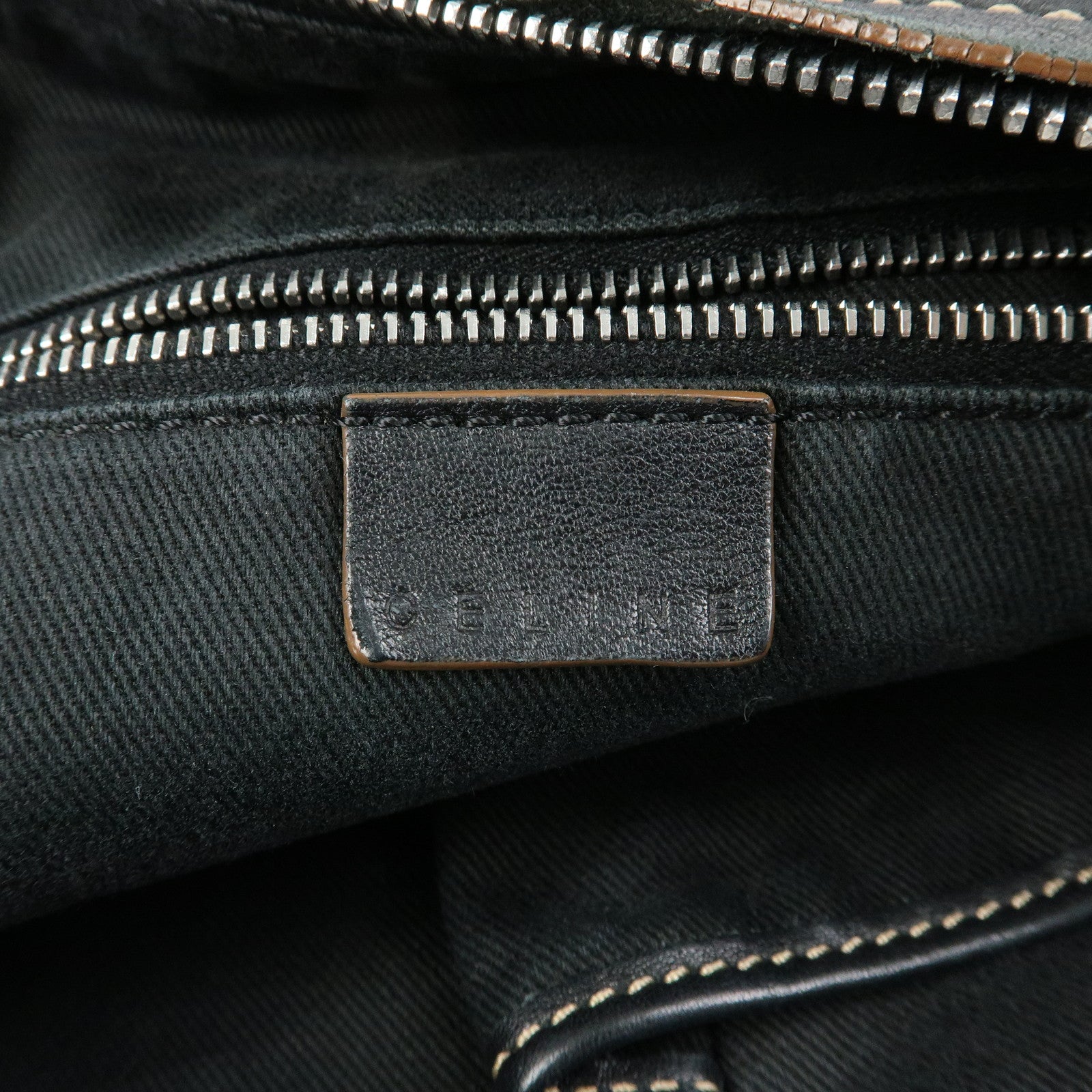 CELINE Macadam Canvas Leather Shoulder Bag Crossbody Bag Black