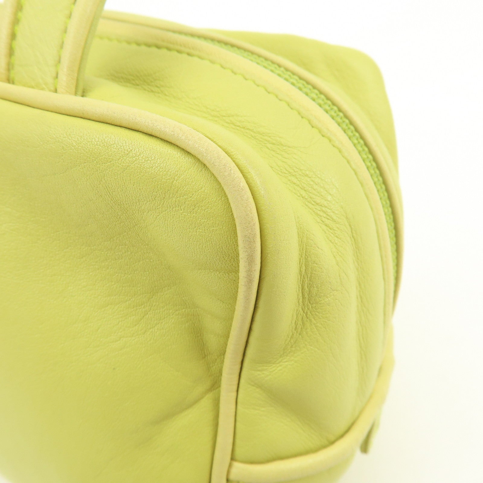 LOEWE Logo Nappa Leather Mini Hand Bag Boston Bag Lime Green