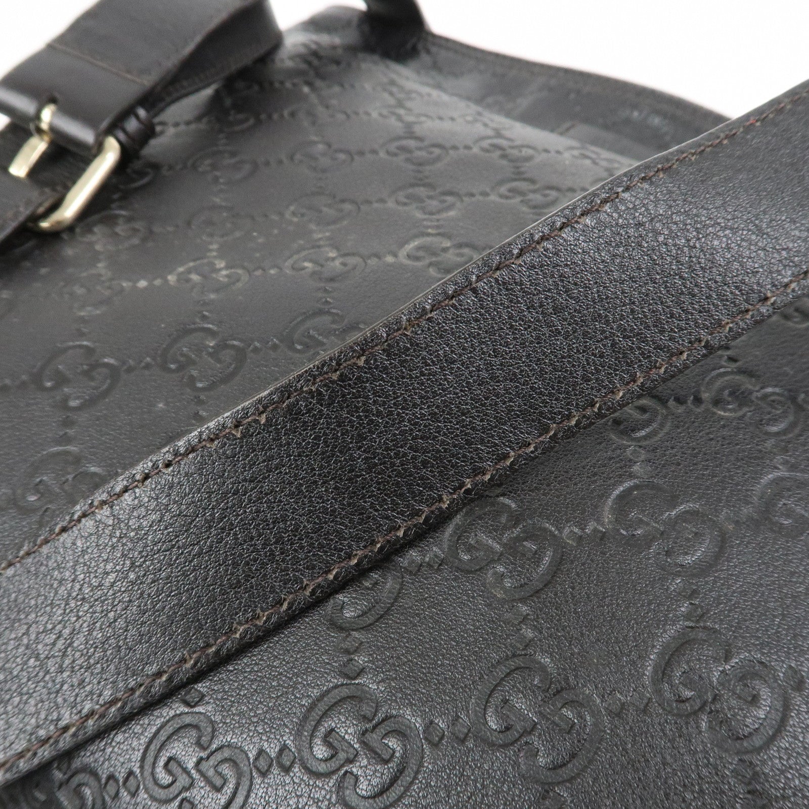 GUCCI Guccissima Leather Shoulder Bag Crossbody Bag Black 201446