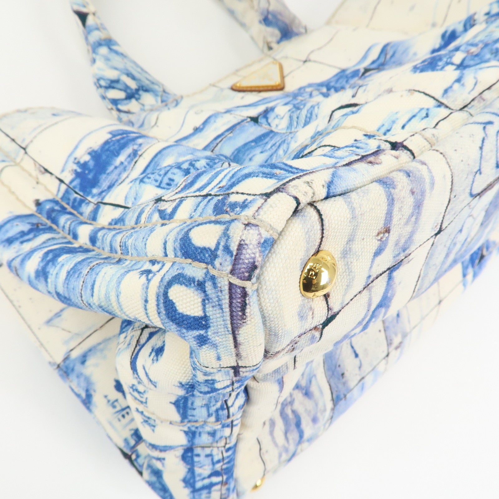 PRADA Canapa Large Denim 2Way Bag Tote Bag Shoulder Bag Blue B1872B
