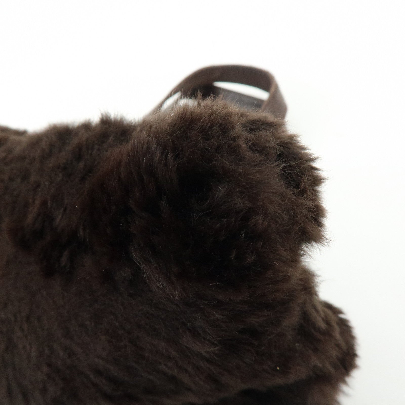 LOEWE Fur Nappa Leather Hand Bag Dark Brown