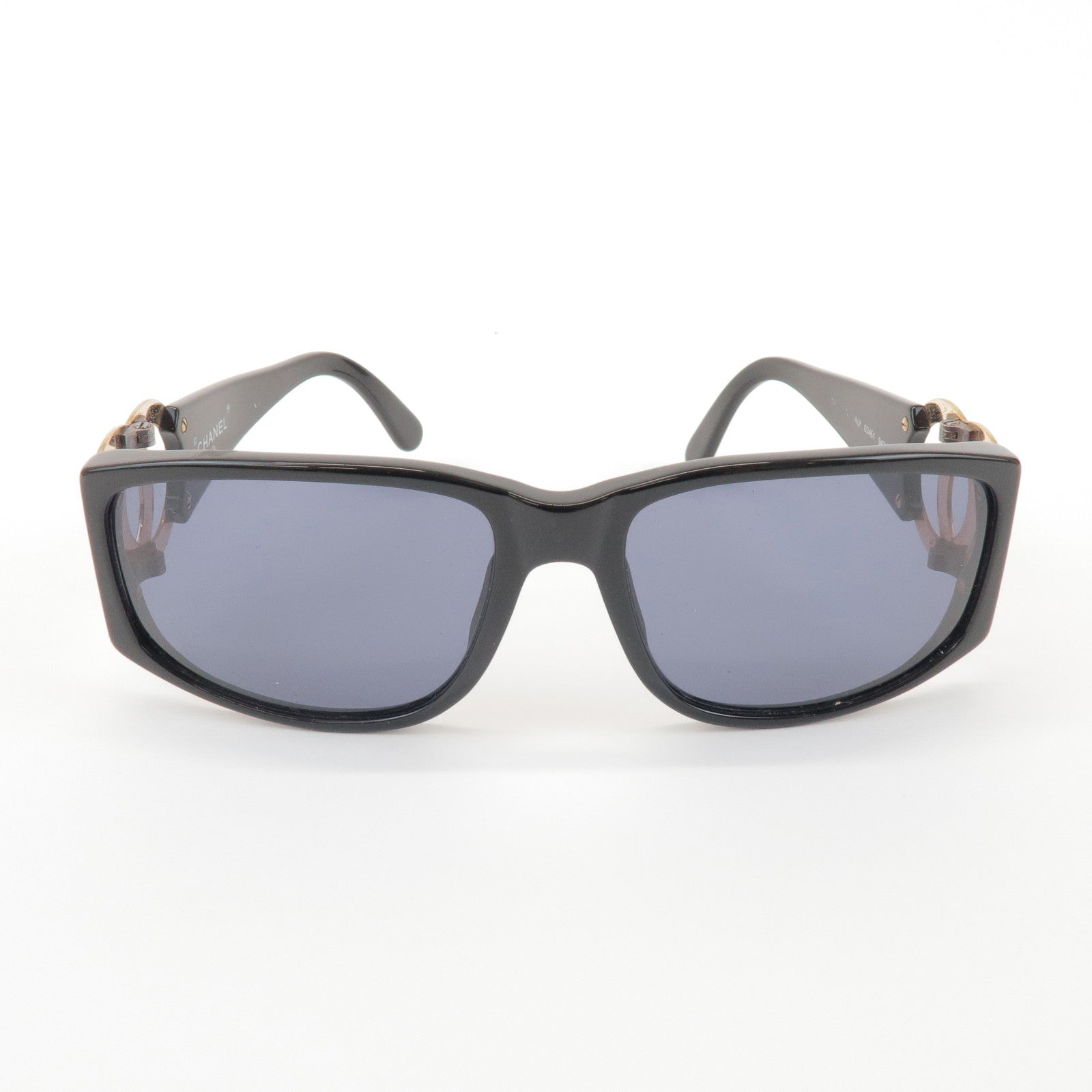 CHANEL COCO Mark Plastic Sunglasses Black Gold 02461 94305