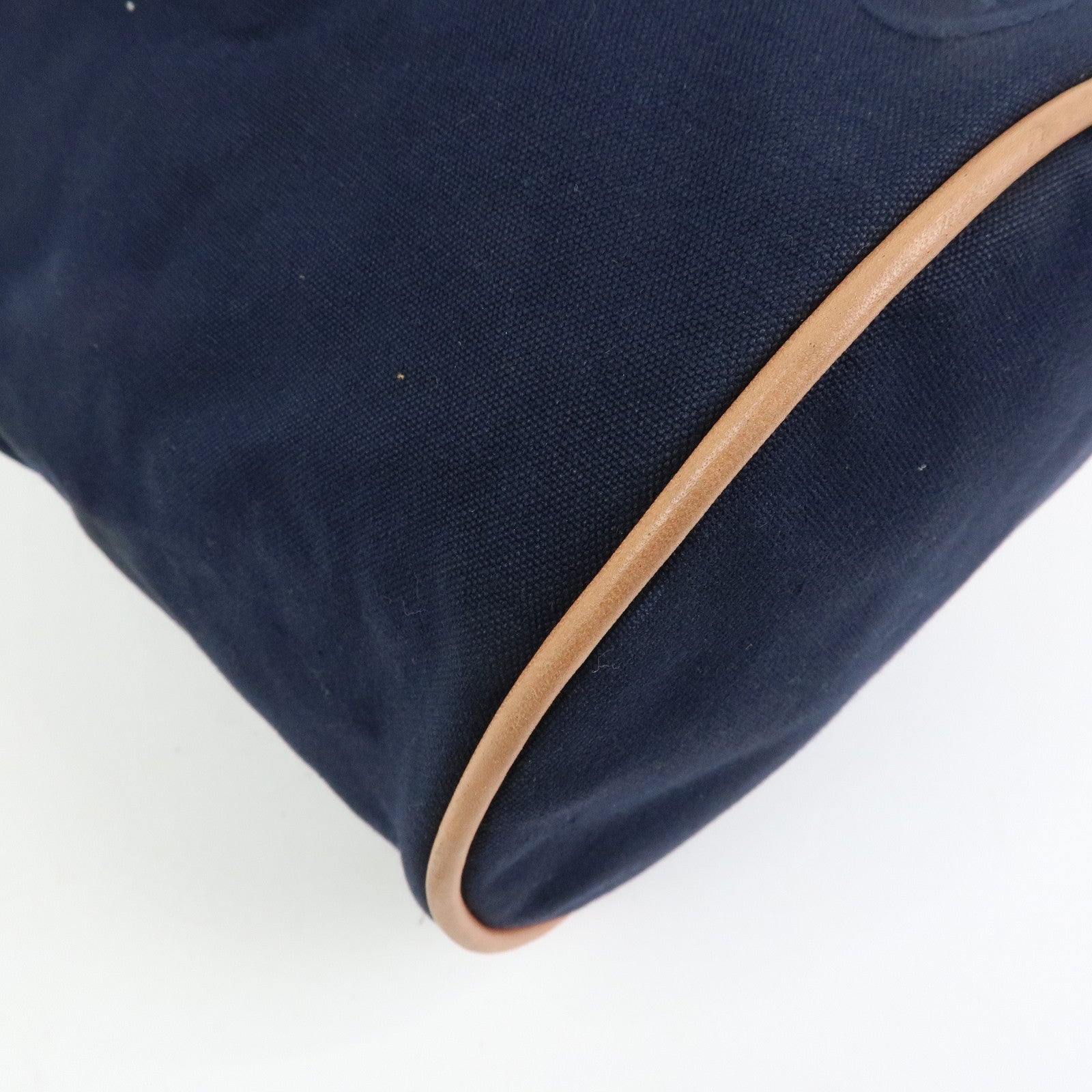 HERMES Canvas Leather Porochon Mimil PM Drawstring Backpack Navy