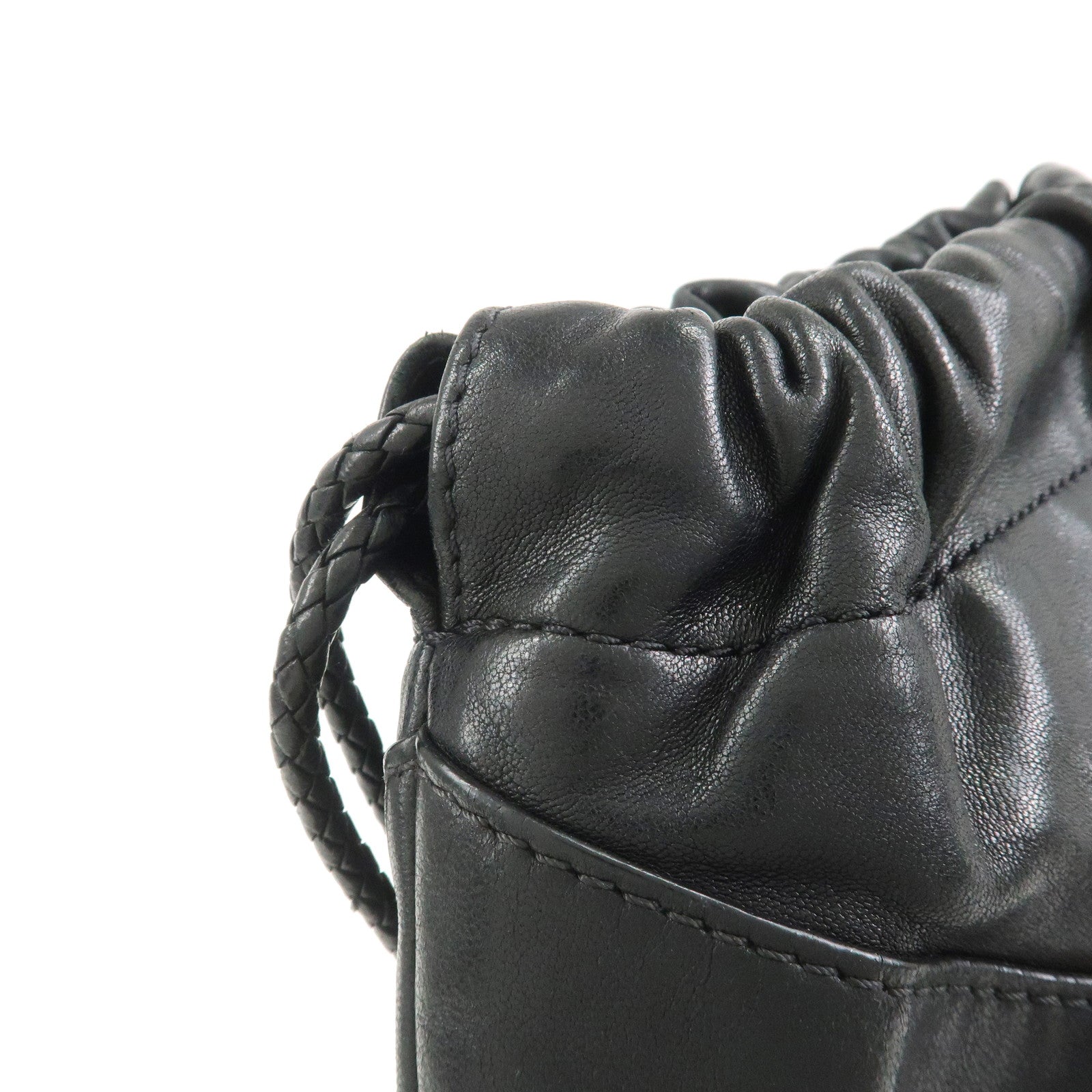 JIMMY CHOO Star Studs Leather Shoulder Bag Hand Bag Black