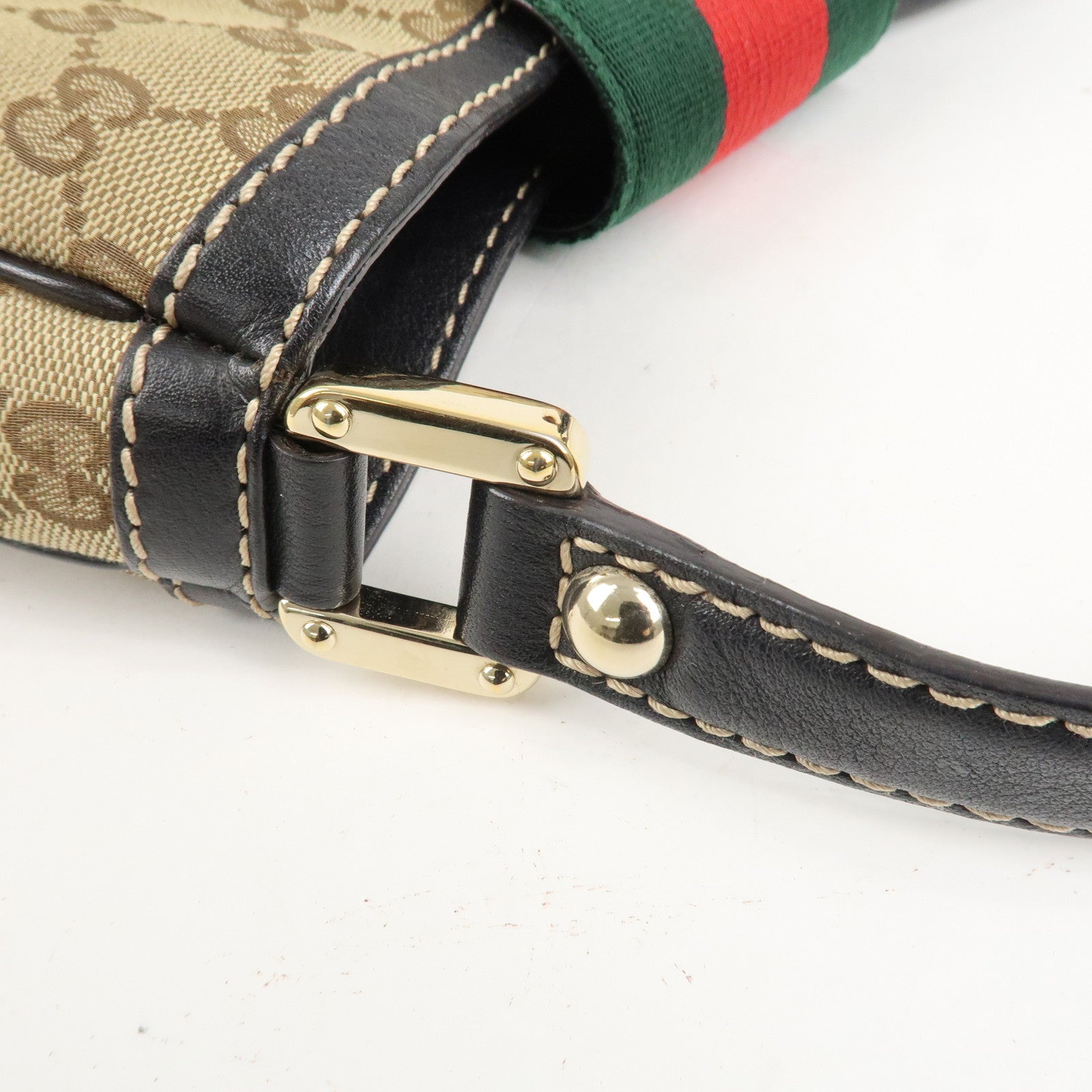 GUCCI Sherry Line GG Canvas Leather Shoulder Bag Beige 233608 Used