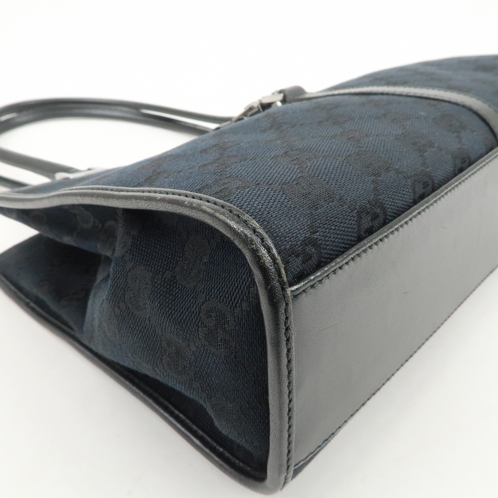 GUCCI Jackie GG Monogram Canvas Leather Shoulder Bag Black 002・1073