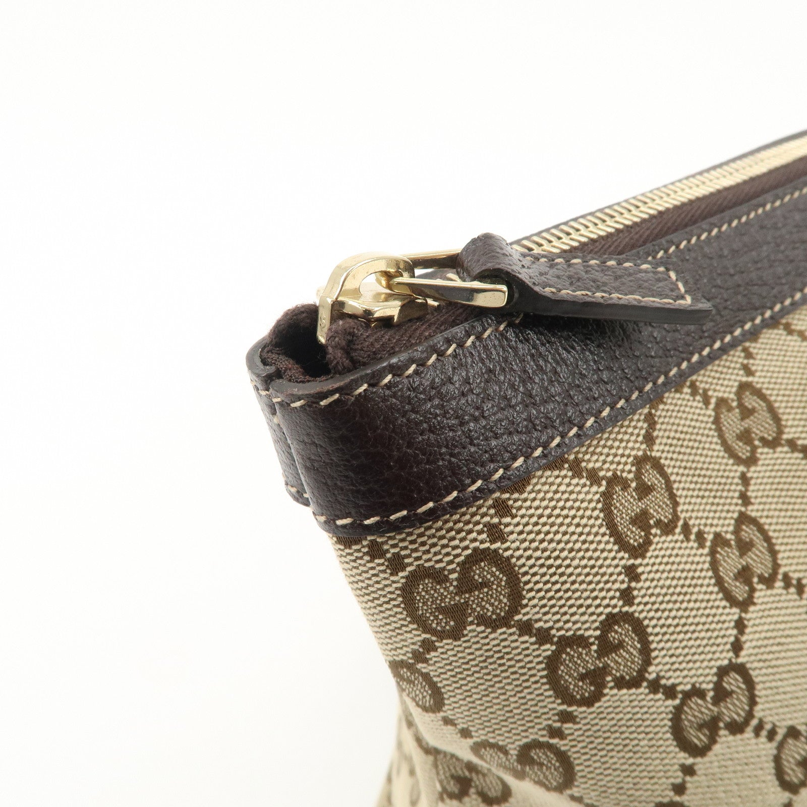 GUCCI Abbey GG Canvas Leather Shoulder Bag Beige Brown 141470 Used