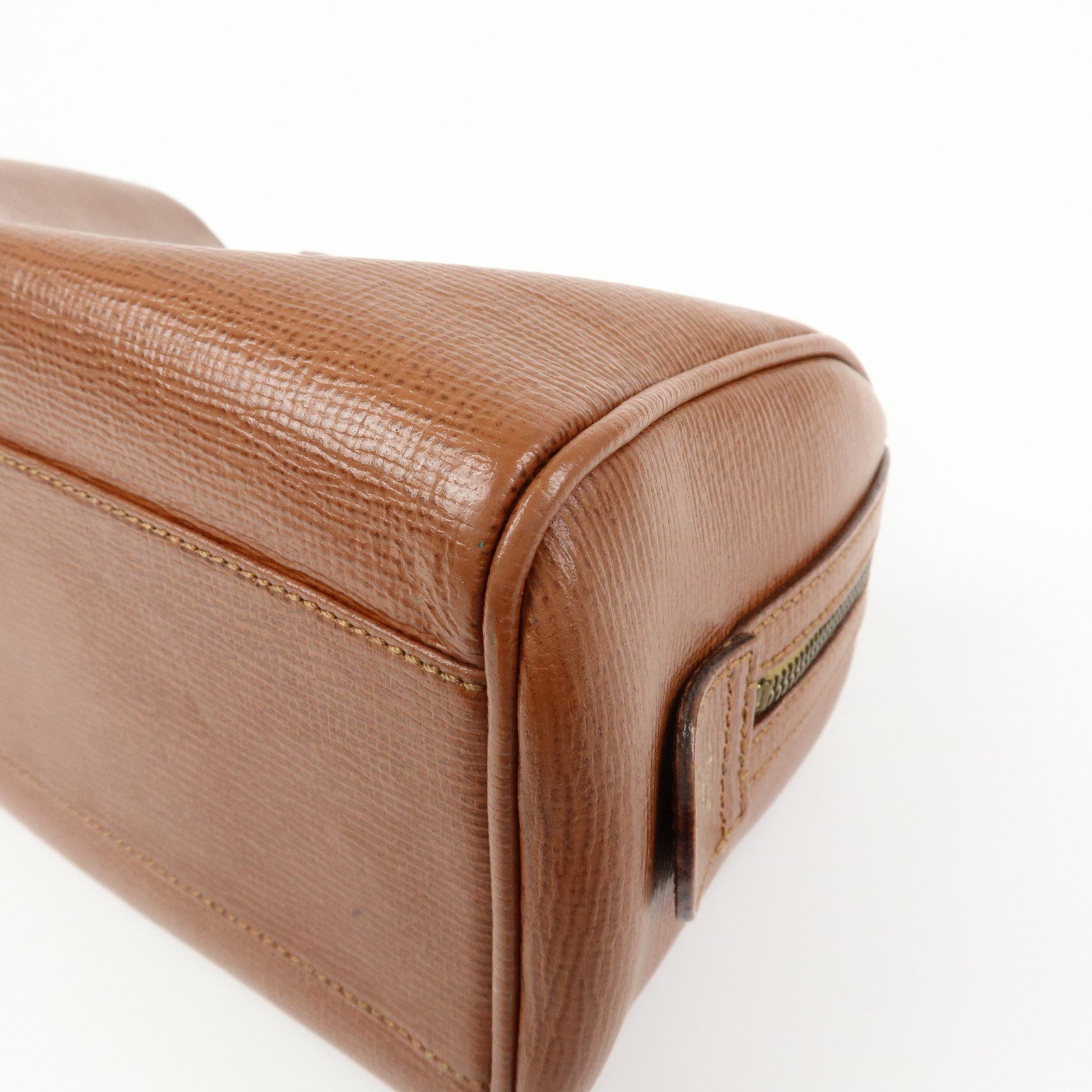 CELINE Triomphe Leather Boston Bag Hand Bag Brown