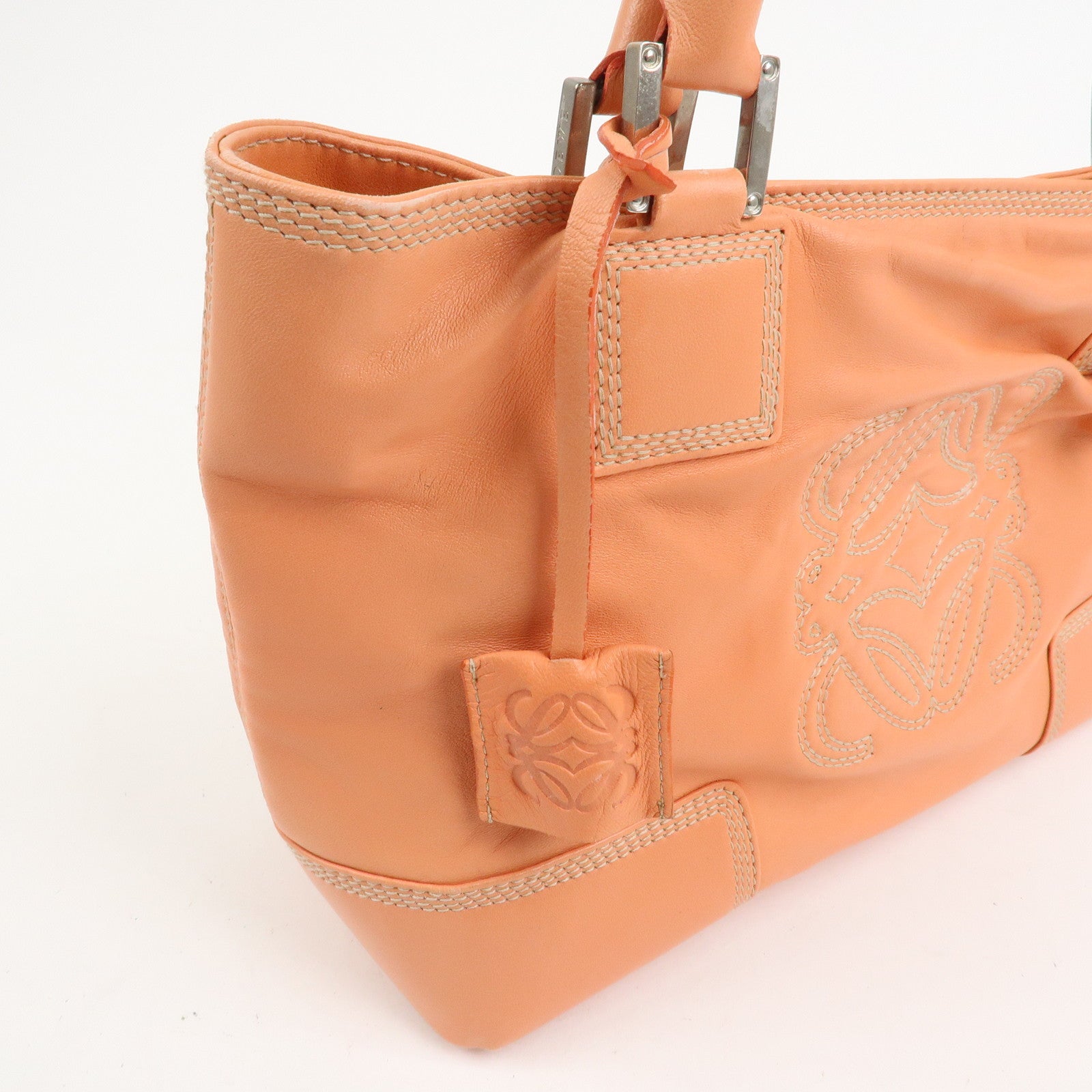 LOEWE Anagram Nappa Leather Hand Bag Tote Bag Pink