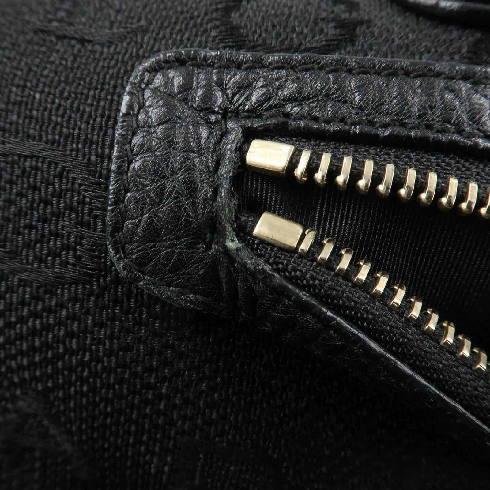 BVLGARI Logo Mania Leather Canvas Tote Bag Hand Bag Black Used