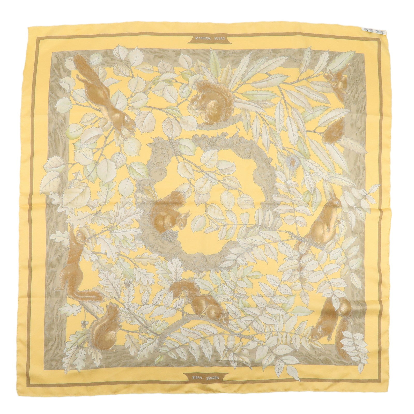 HERMES Carre 90 Silk 100% Scarf CASSE NOISETTE Orange Brown
